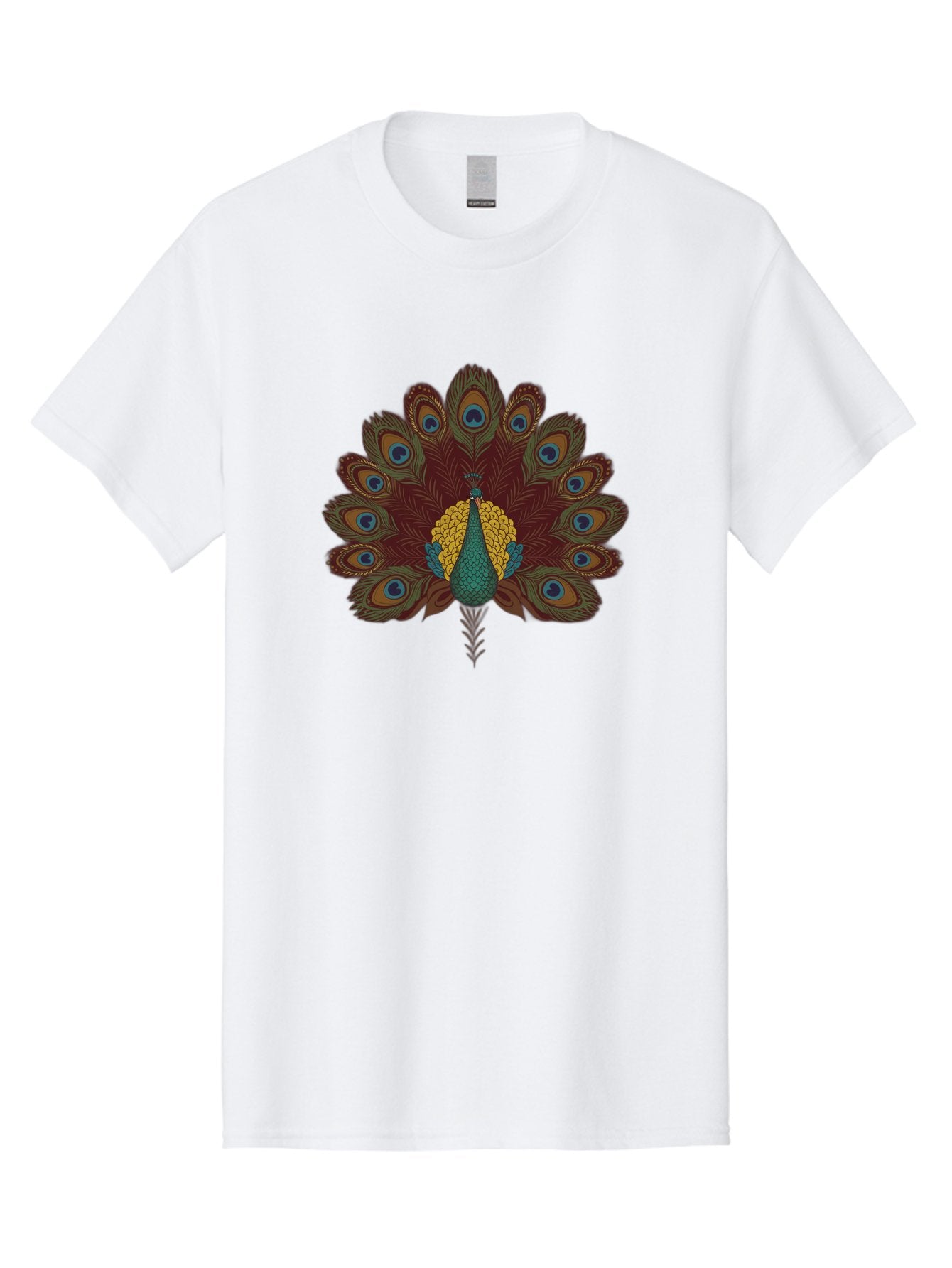 Peacock-Spreading-Tail-Feathers Men'S Graphic Tee, 100% Cotton, Comfortable Casual Summer Wear, Machine Washable, Peacock, Vibrant Plumage, Intricate Details, Mesmerizing Patterns, Ornate Feathers, Regal Bird, Stunning Display, Bab129 11