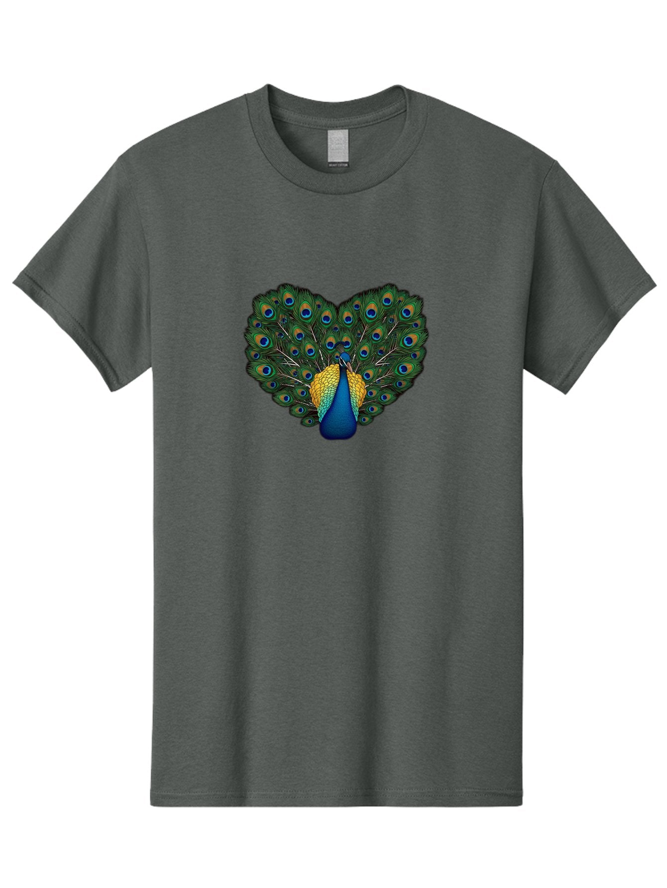 Peacock-Spreads-Tail Men'S Graphic Tee, 100% Cotton, Comfortable Casual Summer Wear, Machine Washable, Peacock Spreads Tail, Vibrant Feathers, Colorful Plumage, Blue And Gold, Eye-Catching Display, Majestic Bird, Ornate Patterns Bab130 9