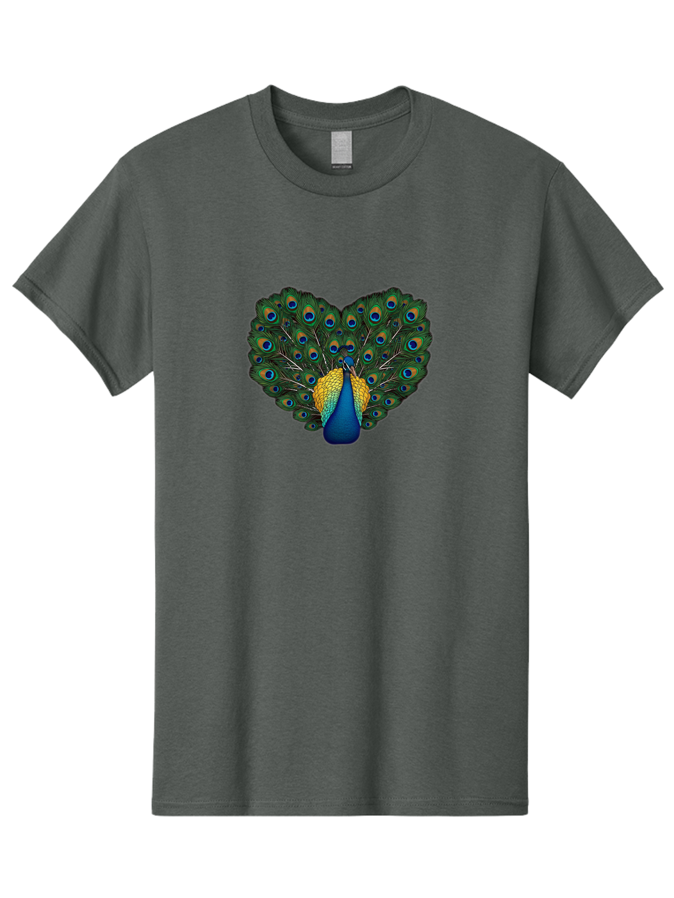 Peacock-Spreads-Tail Men'S Graphic Tee, 100% Cotton, Comfortable Casual Summer Wear, Machine Washable, Peacock Spreads Tail, Vibrant Feathers, Colorful Plumage, Blue And Gold, Eye-Catching Display, Majestic Bird, Ornate Patterns Bab130 19