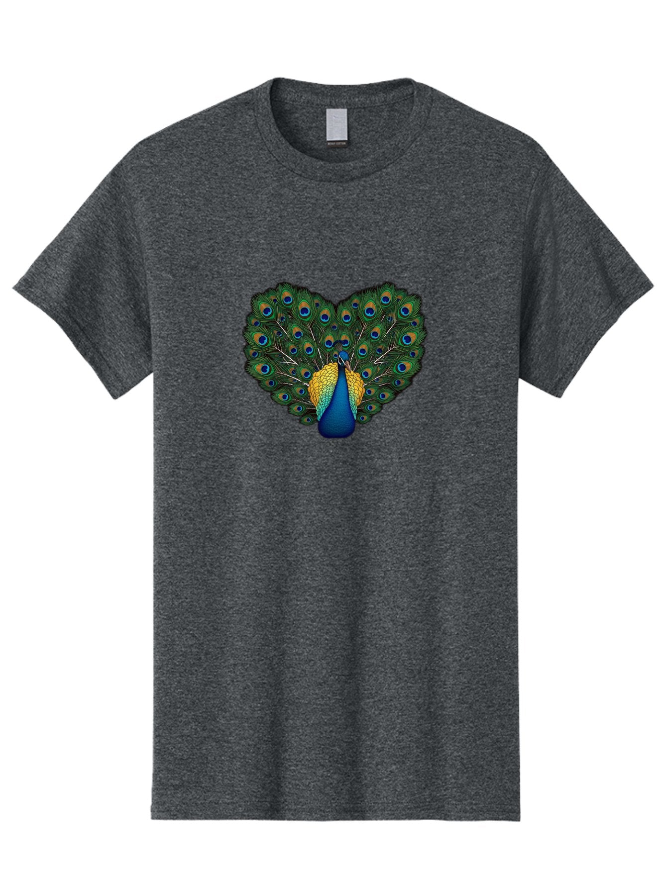 Peacock-Spreads-Tail Men'S Graphic Tee, 100% Cotton, Comfortable Casual Summer Wear, Machine Washable, Peacock Spreads Tail, Vibrant Feathers, Colorful Plumage, Blue And Gold, Eye-Catching Display, Majestic Bird, Ornate Patterns Bab130 5