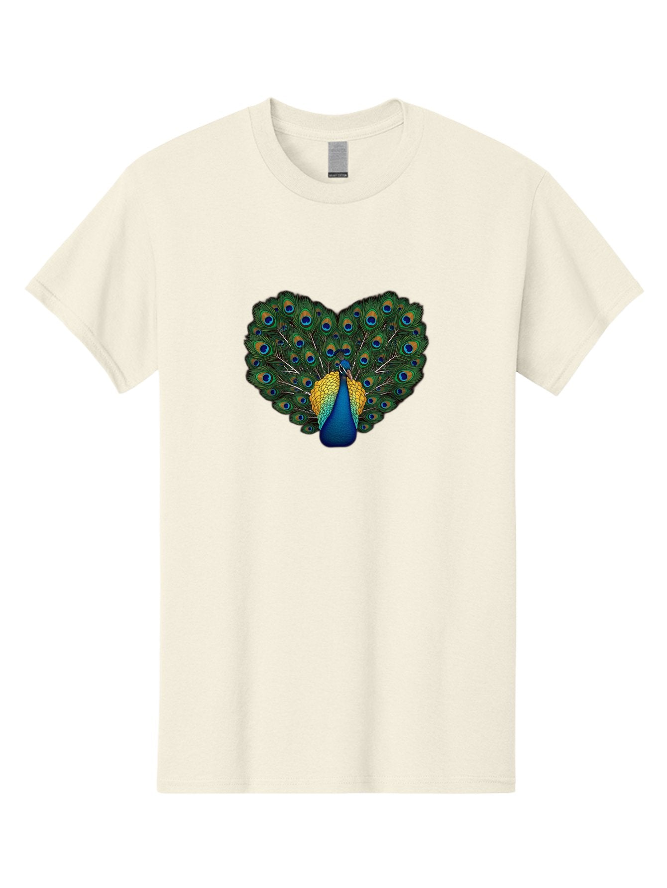 Peacock-Spreads-Tail Men'S Graphic Tee, 100% Cotton, Comfortable Casual Summer Wear, Machine Washable, Peacock Spreads Tail, Vibrant Feathers, Colorful Plumage, Blue And Gold, Eye-Catching Display, Majestic Bird, Ornate Patterns Bab130 6