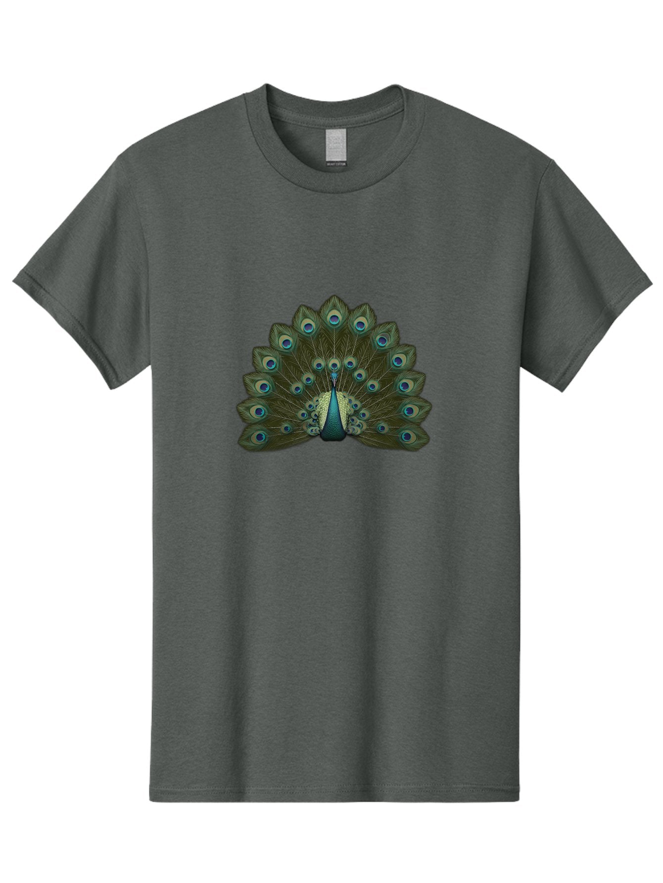 Peacock-Tail-Feathers-1 Men'S Graphic Tee, 100% Cotton, Comfortable Casual Summer Wear, Machine Washable, Peacock Feathers, Vibrant Colors, Blue And Green Hues, Eye-Catching Display, Exotic Bird, Wildlife Photography, Feathered Fan, Bab131 8