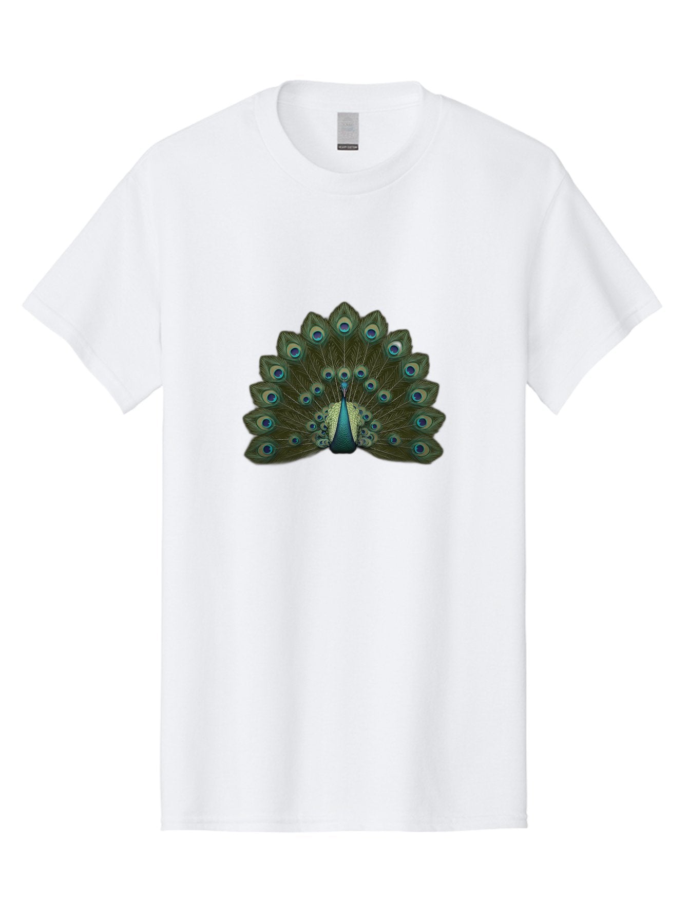 Peacock-Tail-Feathers-1 Men'S Graphic Tee, 100% Cotton, Comfortable Casual Summer Wear, Machine Washable, Peacock Feathers, Vibrant Colors, Blue And Green Hues, Eye-Catching Display, Exotic Bird, Wildlife Photography, Feathered Fan, Bab131 10