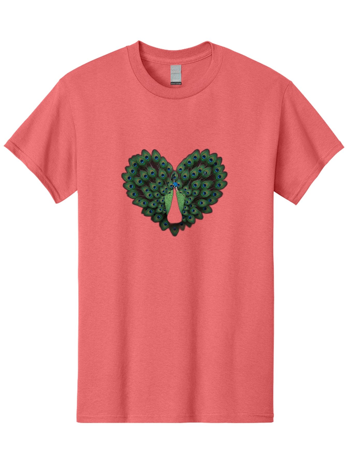 Peacock-Tail-Feathers-2 Men'S Graphic Tee, 100% Cotton, Comfortable Casual Summer Wear, Machine Washable, Peacock Tail Feathers, Vibrant Colors, Blue Eyespots, Green Plumage, Bird Display, Exotic Beauty, Wildlife Photography, Bab132 3