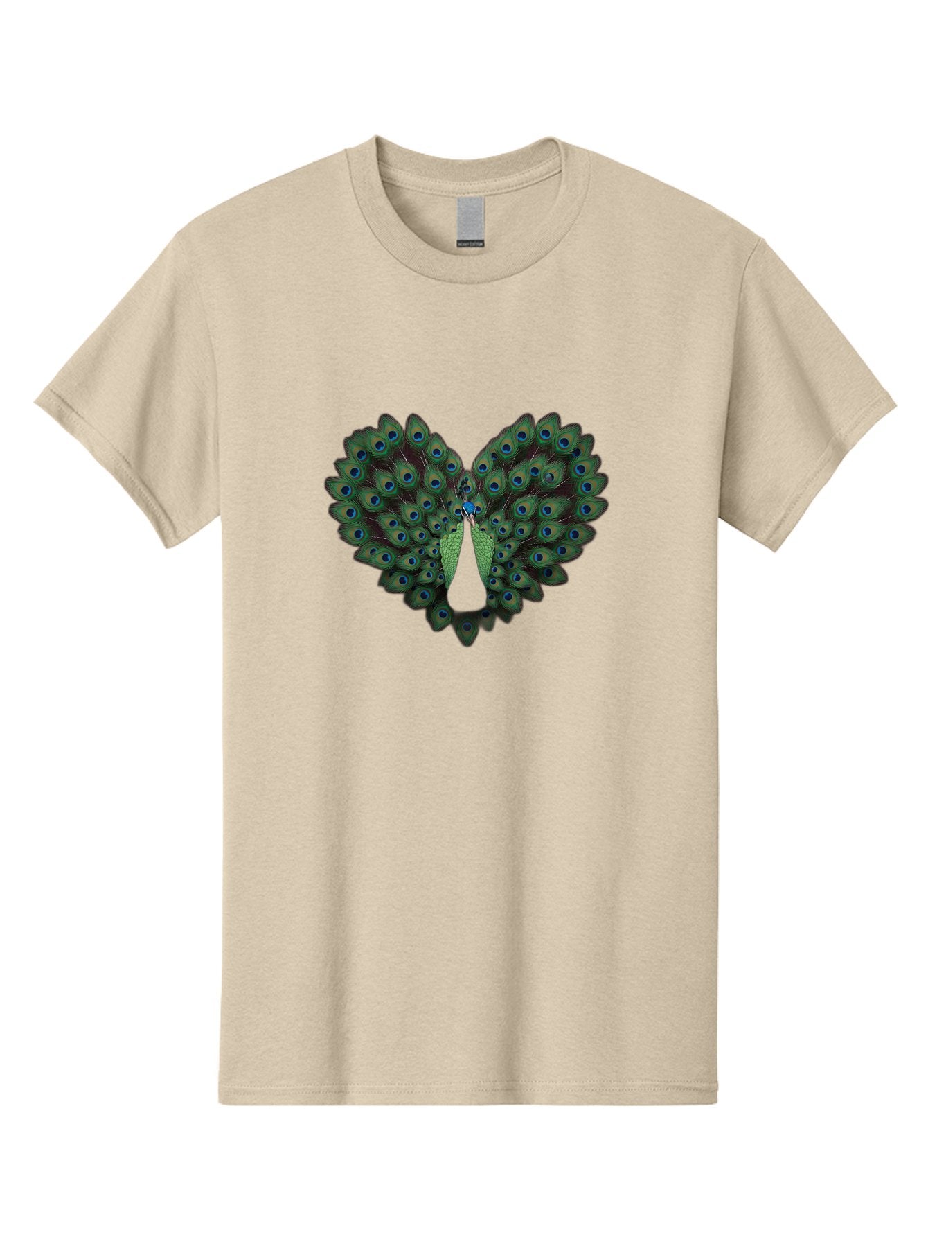 Peacock-Tail-Feathers-2 Men'S Graphic Tee, 100% Cotton, Comfortable Casual Summer Wear, Machine Washable, Peacock Tail Feathers, Vibrant Colors, Blue Eyespots, Green Plumage, Bird Display, Exotic Beauty, Wildlife Photography, Bab132 6