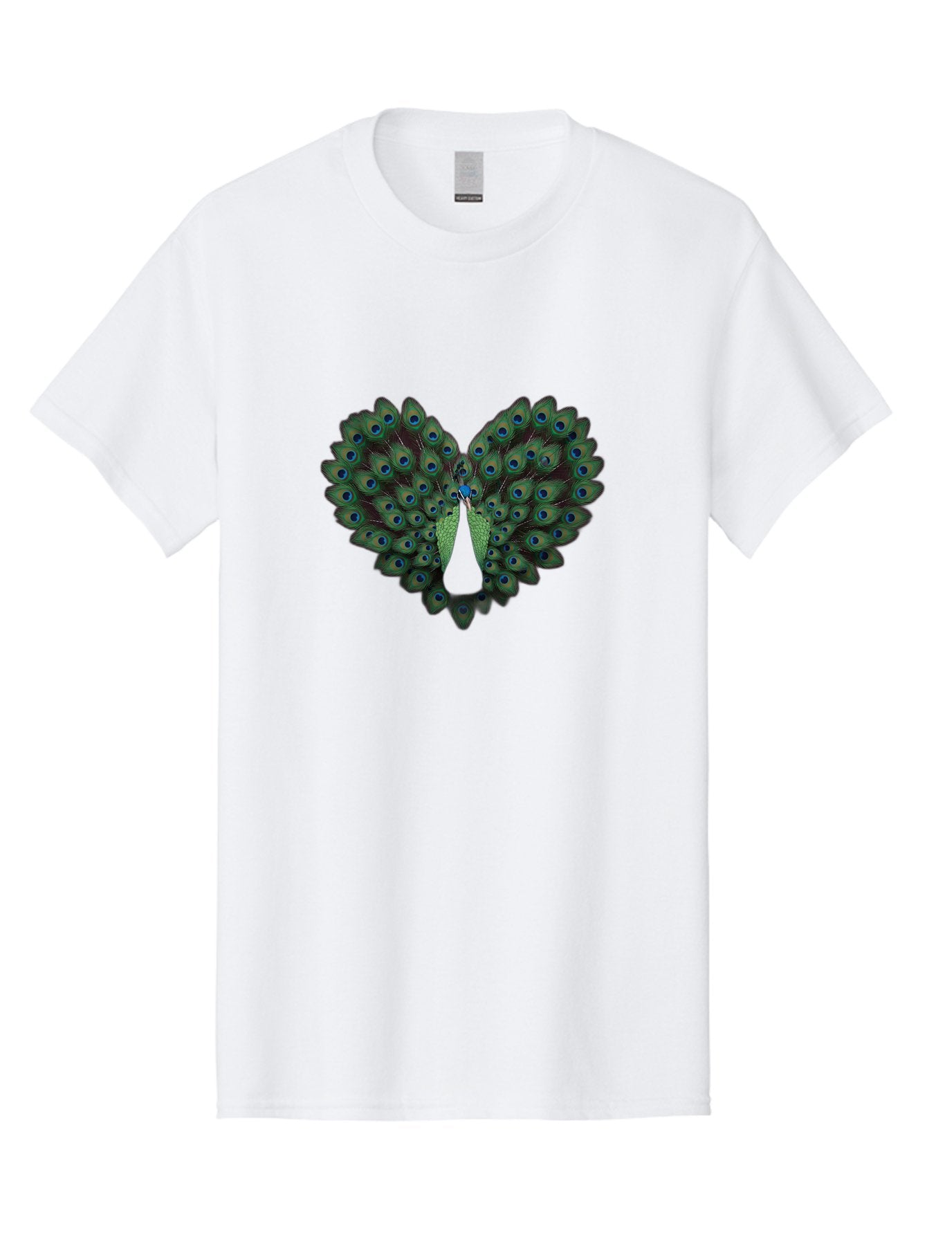 Peacock-Tail-Feathers-2 Men'S Graphic Tee, 100% Cotton, Comfortable Casual Summer Wear, Machine Washable, Peacock Tail Feathers, Vibrant Colors, Blue Eyespots, Green Plumage, Bird Display, Exotic Beauty, Wildlife Photography, Bab132 5