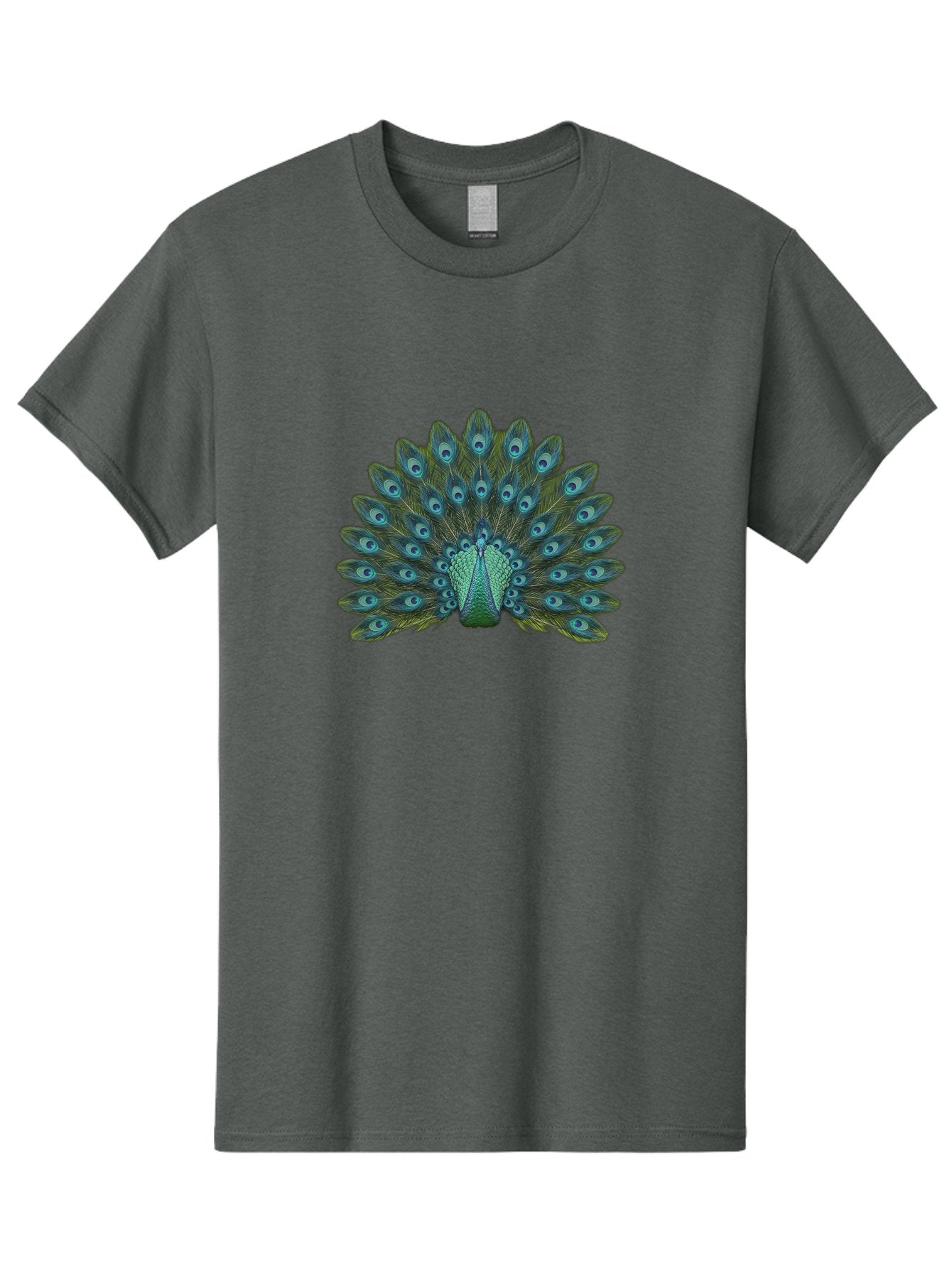 Peacock-Tail-Feathers Men'S Graphic Tee, 100% Cotton, Comfortable Casual Summer Wear, Machine Washable, Peacock Feathers, Blue And Green Plumage, Eye-Catching Display, Vibrant Colors, Intricate Patterns, Majestic Bird, Natural Beauty, Bab133 4