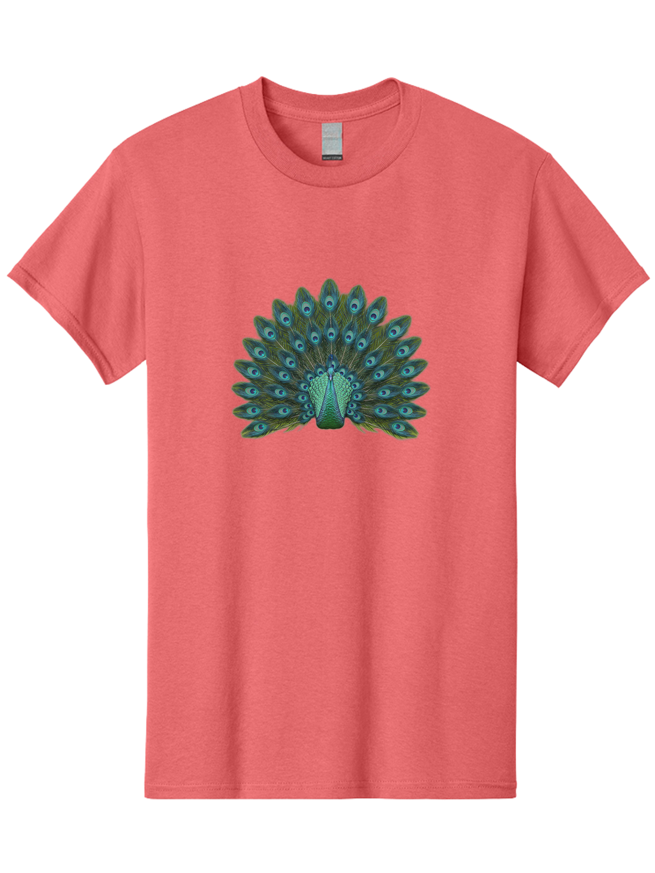 Peacock-Tail-Feathers Men'S Graphic Tee, 100% Cotton, Comfortable Casual Summer Wear, Machine Washable, Peacock Feathers, Blue And Green Plumage, Eye-Catching Display, Vibrant Colors, Intricate Patterns, Majestic Bird, Natural Beauty, Bab133