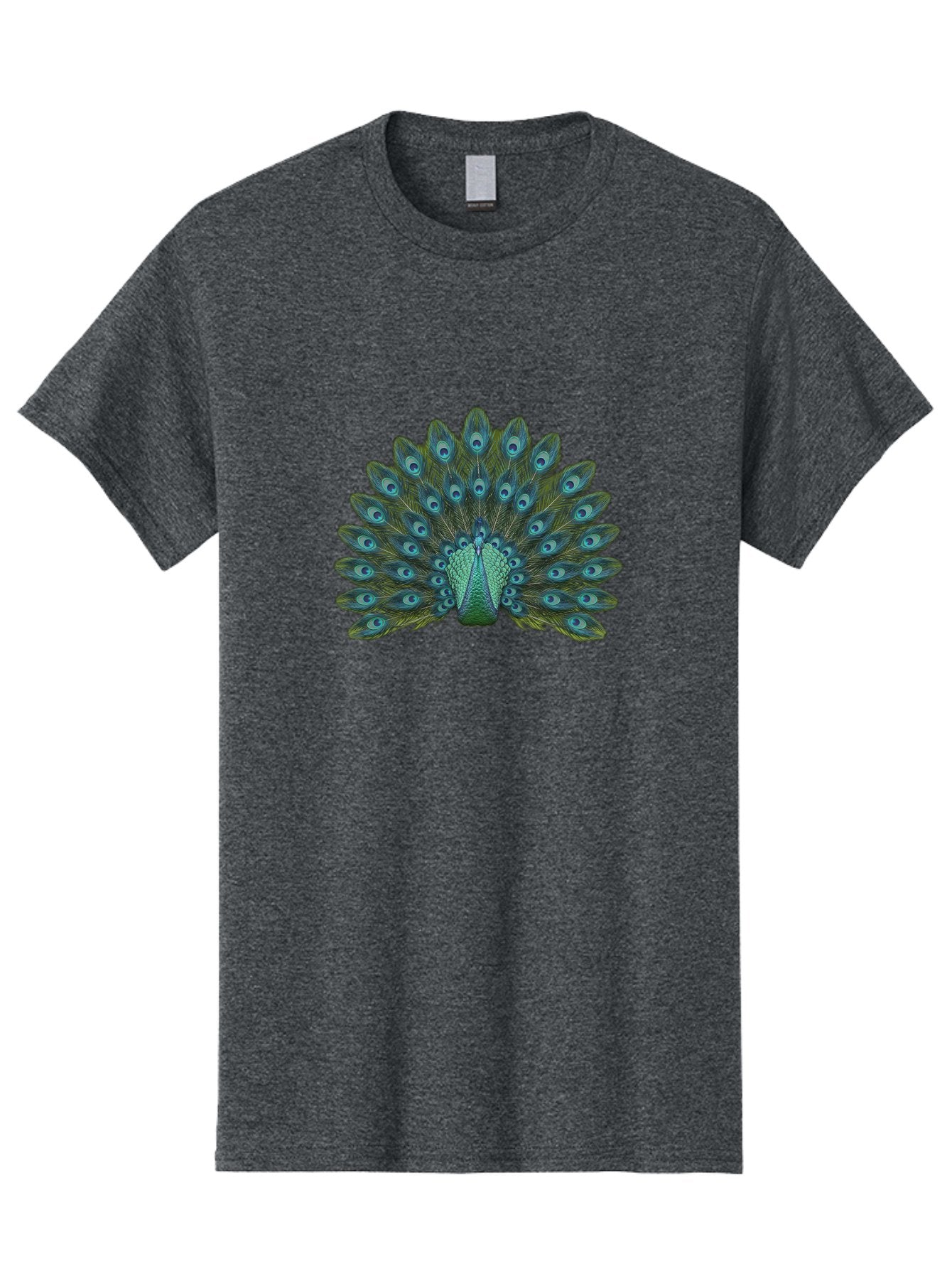 Peacock-Tail-Feathers Men'S Graphic Tee, 100% Cotton, Comfortable Casual Summer Wear, Machine Washable, Peacock Feathers, Blue And Green Plumage, Eye-Catching Display, Vibrant Colors, Intricate Patterns, Majestic Bird, Natural Beauty, Bab133