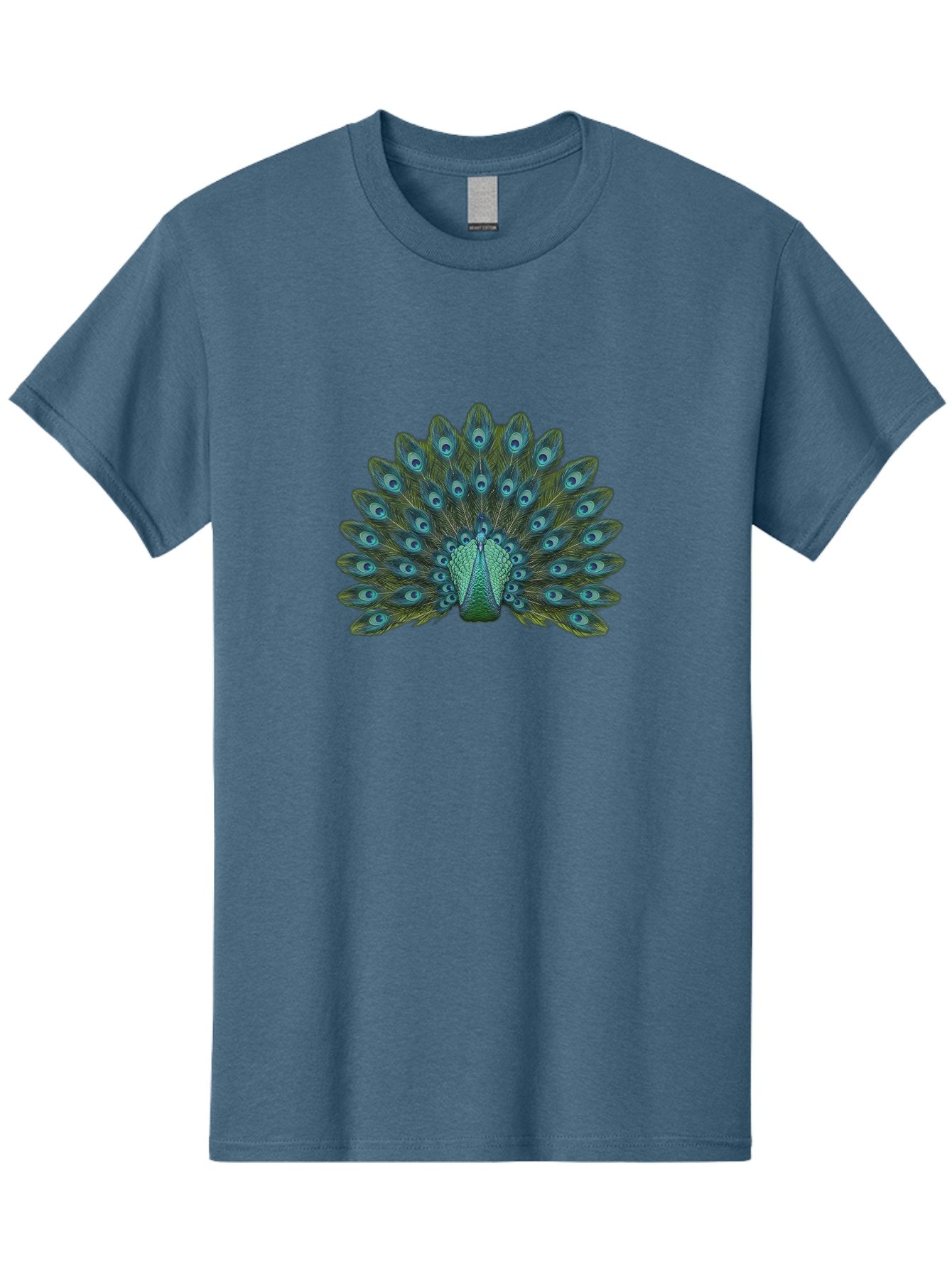Peacock-Tail-Feathers Men'S Graphic Tee, 100% Cotton, Comfortable Casual Summer Wear, Machine Washable, Peacock Feathers, Blue And Green Plumage, Eye-Catching Display, Vibrant Colors, Intricate Patterns, Majestic Bird, Natural Beauty, Bab133 5