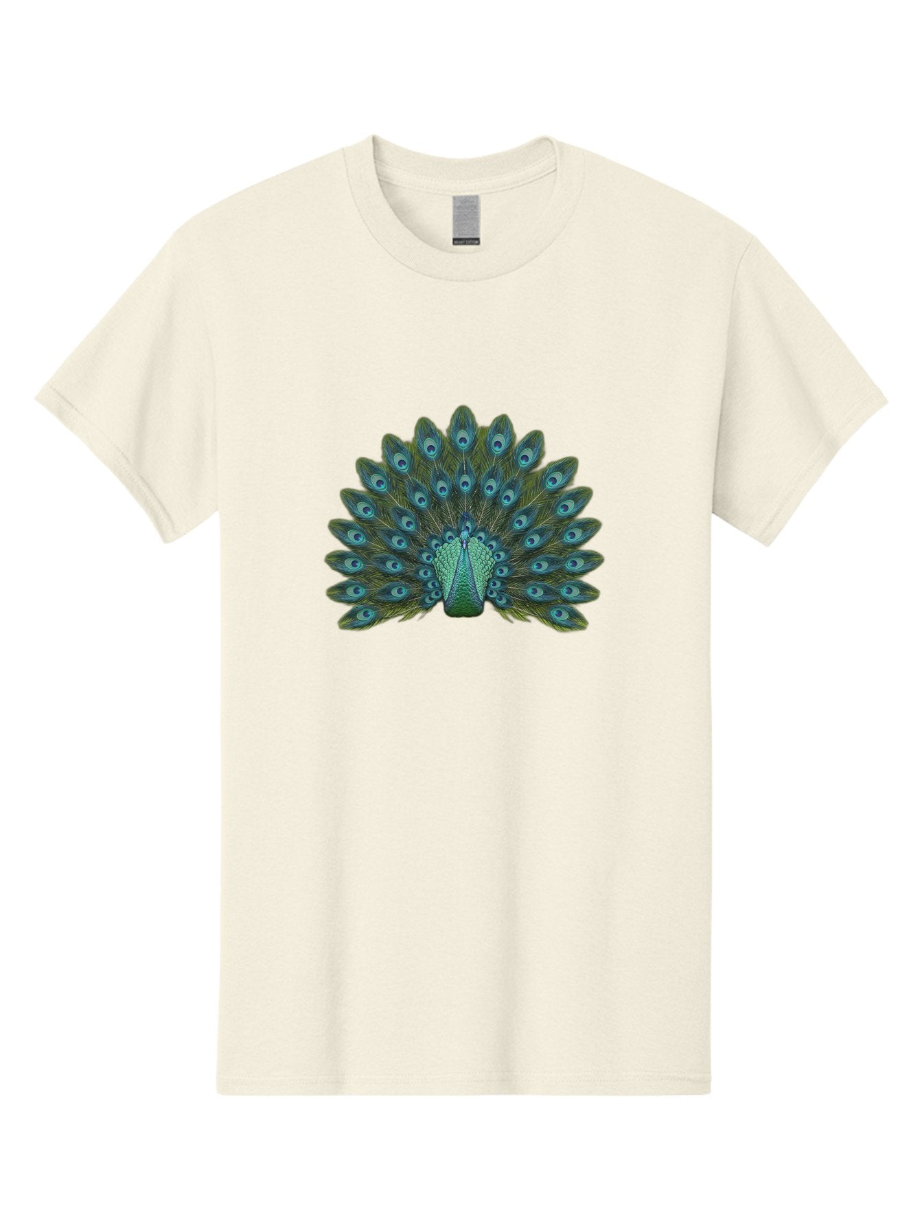 Peacock-Tail-Feathers Men'S Graphic Tee, 100% Cotton, Comfortable Casual Summer Wear, Machine Washable, Peacock Feathers, Blue And Green Plumage, Eye-Catching Display, Vibrant Colors, Intricate Patterns, Majestic Bird, Natural Beauty, Bab133