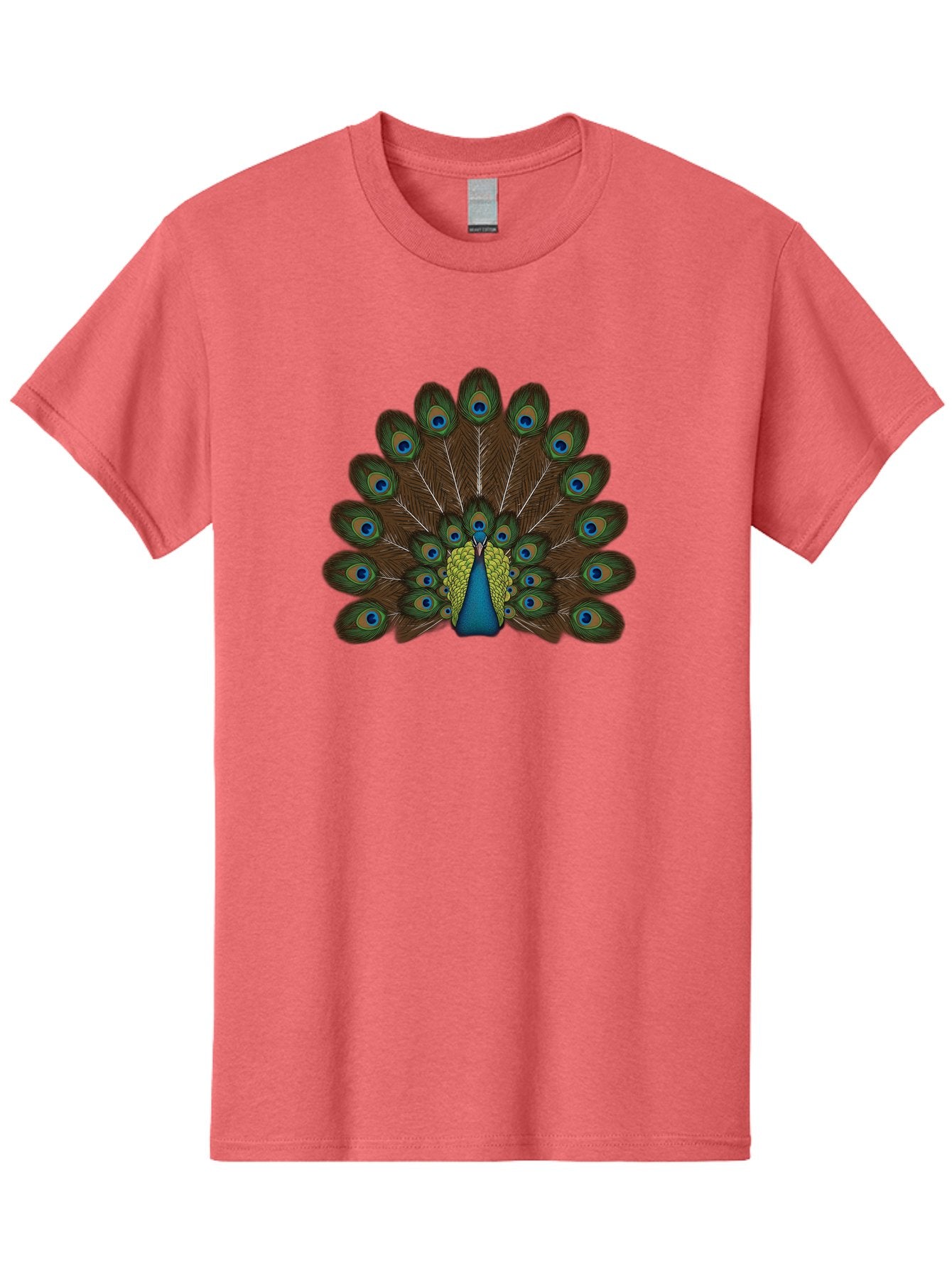 Peacock-Tail Men'S Graphic Tee, 100% Cotton, Comfortable Casual Summer Wear, Machine Washable, Peacock Feathers, Colorful Plumage, Vibrant Blues And Greens, Eye-Catching Display, Intricate Patterns, Majestic Bird, Ornate Decoration, Bab134 13
