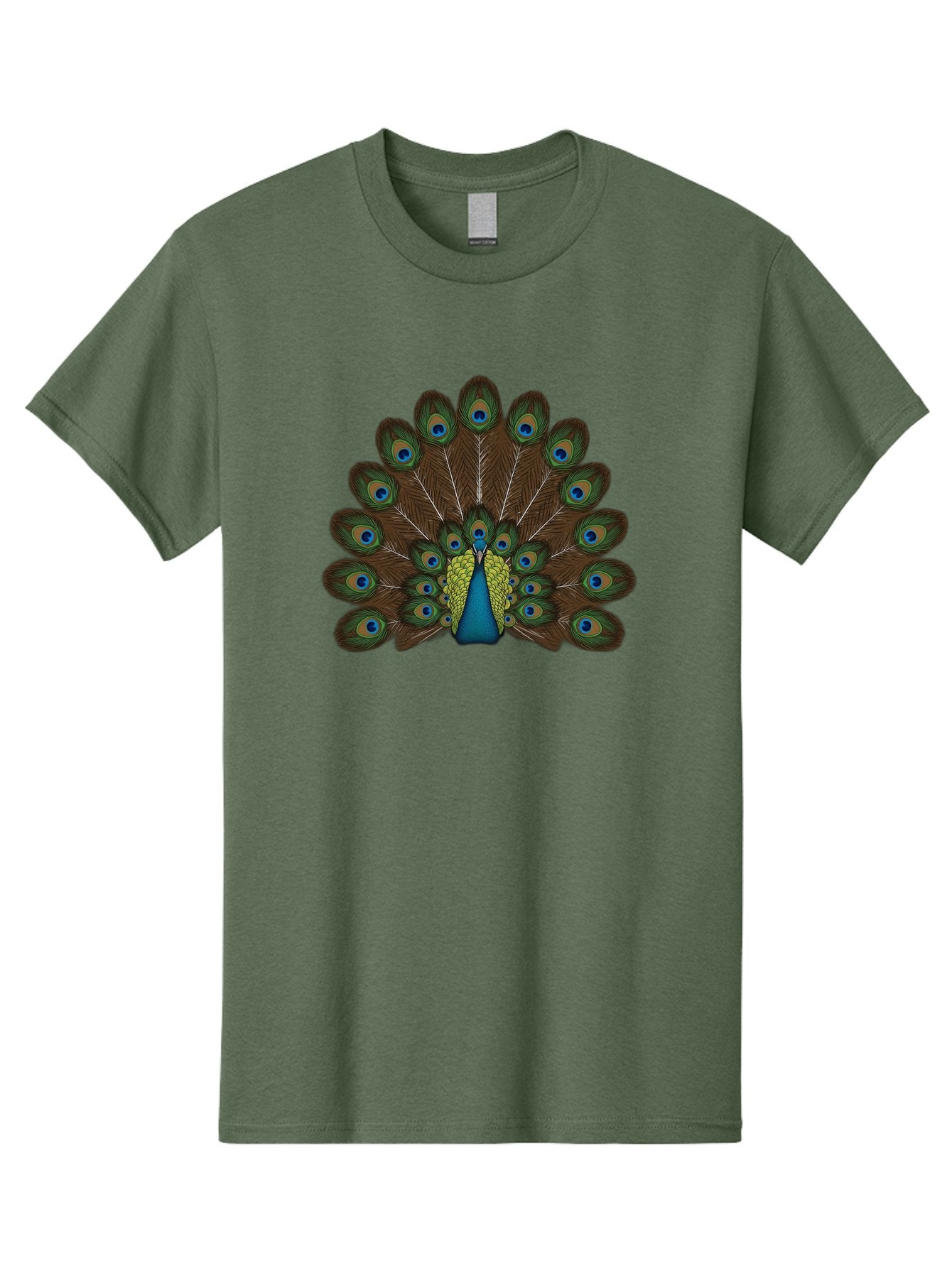 Peacock-Tail Men'S Graphic Tee, 100% Cotton, Comfortable Casual Summer Wear, Machine Washable, Peacock Feathers, Colorful Plumage, Vibrant Blues And Greens, Eye-Catching Display, Intricate Patterns, Majestic Bird, Ornate Decoration, Bab134 15