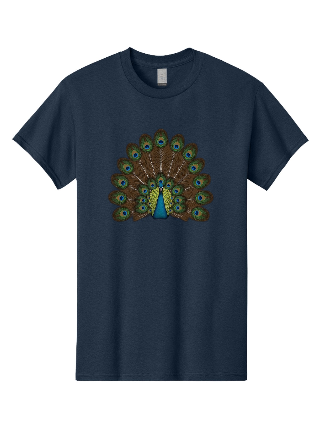 Peacock-Tail Men'S Graphic Tee, 100% Cotton, Comfortable Casual Summer Wear, Machine Washable, Peacock Feathers, Colorful Plumage, Vibrant Blues And Greens, Eye-Catching Display, Intricate Patterns, Majestic Bird, Ornate Decoration, Bab134 4