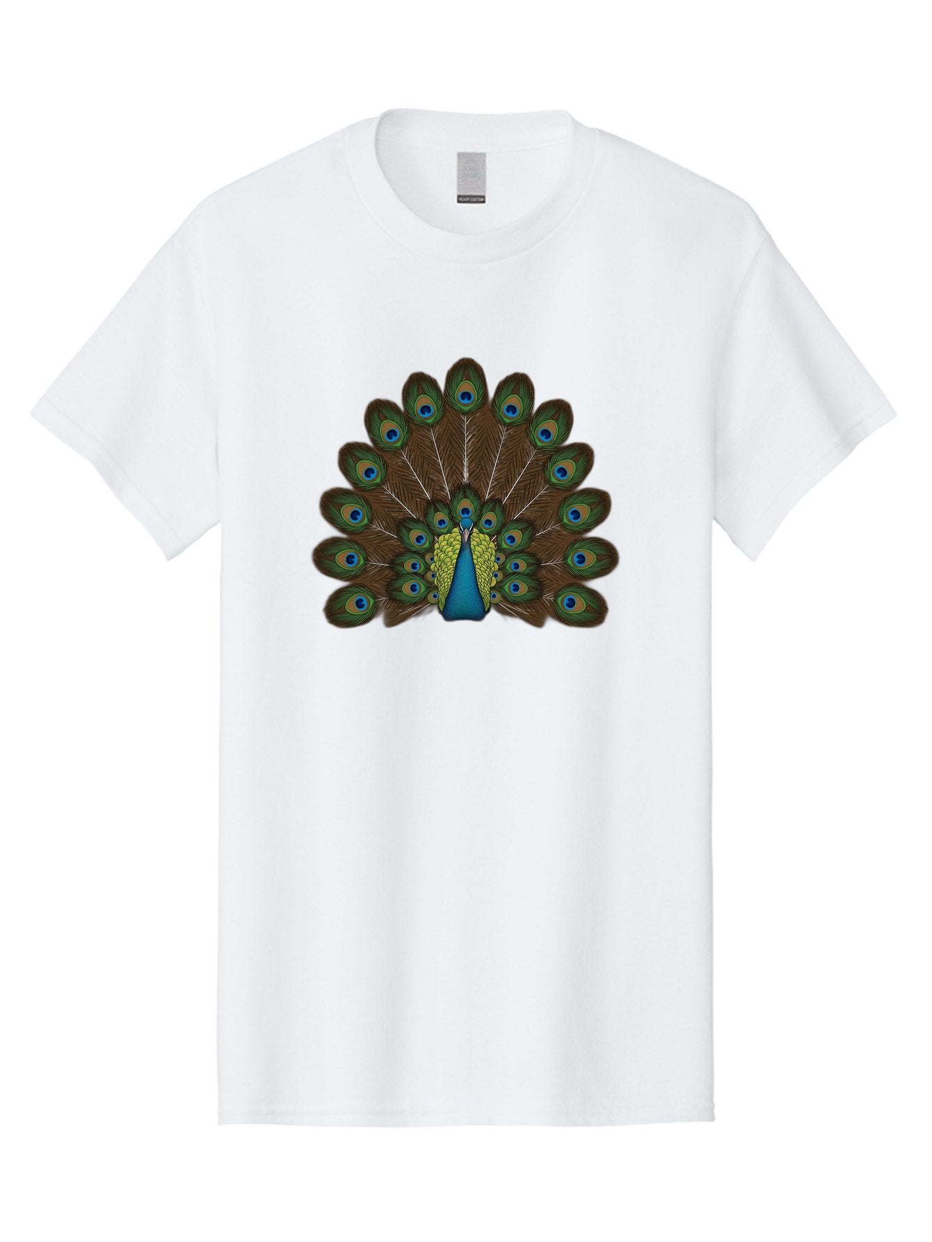 Peacock-Tail Men'S Graphic Tee, 100% Cotton, Comfortable Casual Summer Wear, Machine Washable, Peacock Feathers, Colorful Plumage, Vibrant Blues And Greens, Eye-Catching Display, Intricate Patterns, Majestic Bird, Ornate Decoration, Bab134 11