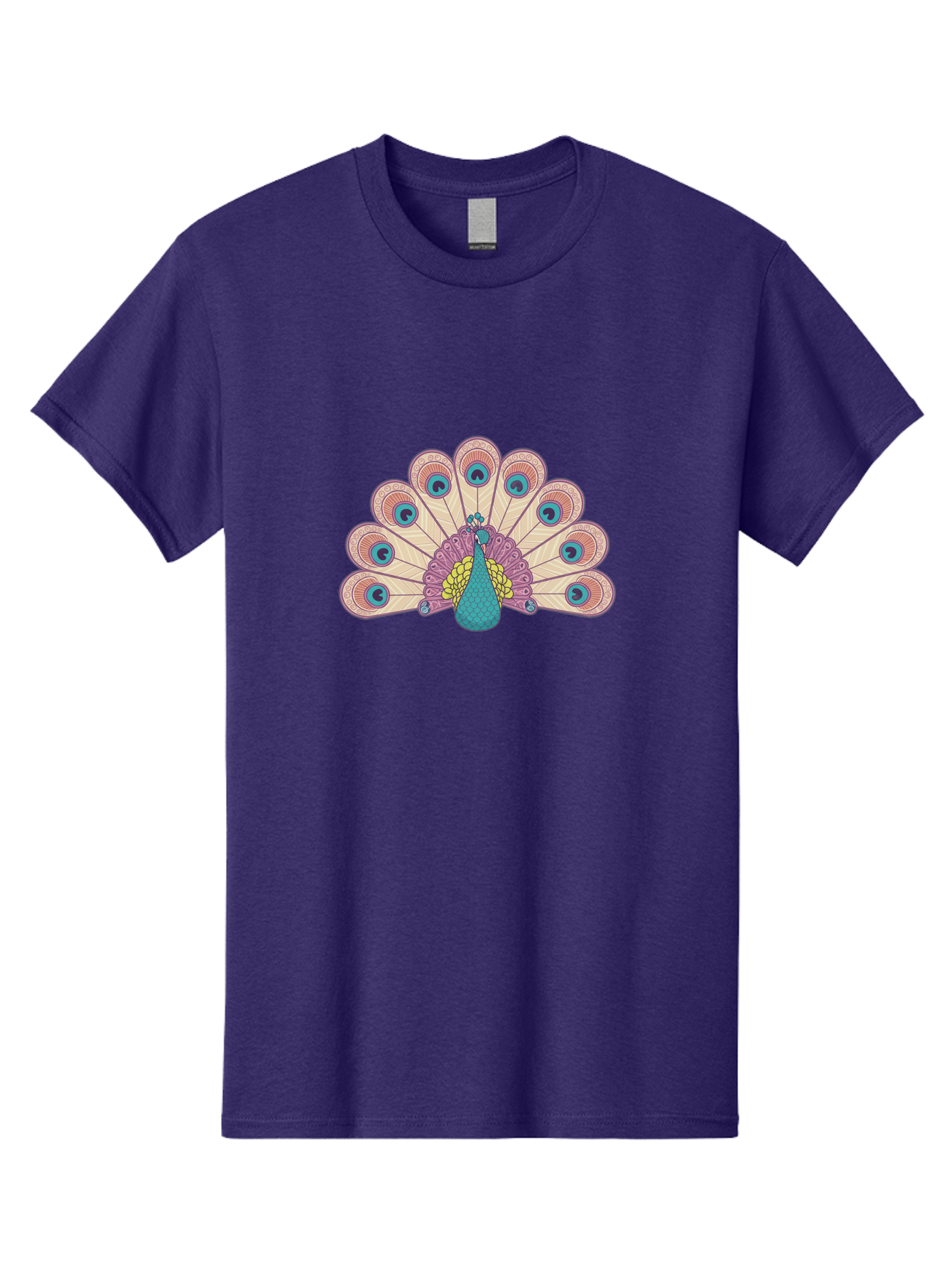 Peacock Men'S Graphic Tee, 100% Cotton, Comfortable Casual Summer Wear, Machine Washable, Peacock Bird, Vibrant Plumage, Colorful Feathers, Intricate Patterns, Majestic Display, Pink, Blue, Yellow Hues, Elegant Bird, Ornate Tail Bab138 23
