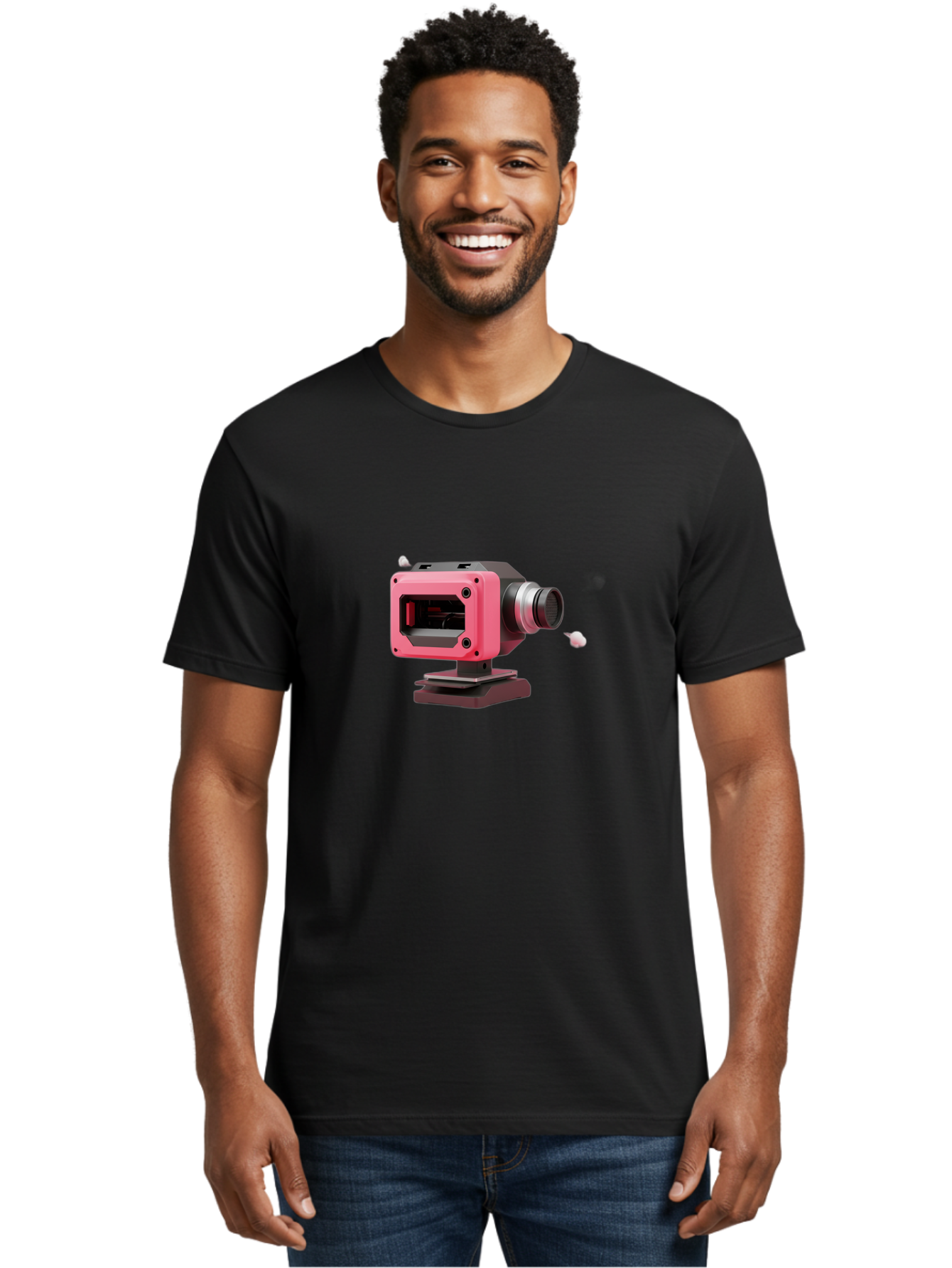 Pink-3D-Camera Men'S Graphic Tee, 100% Cotton, Comfortable Casual Summer Wear, Machine Washable, Pink Camera, Photography Equipment, Camera Lens, Modern Technology, Futuristic Design, Digital Photography, Studio Equipment, 3D Camera Bab141 28