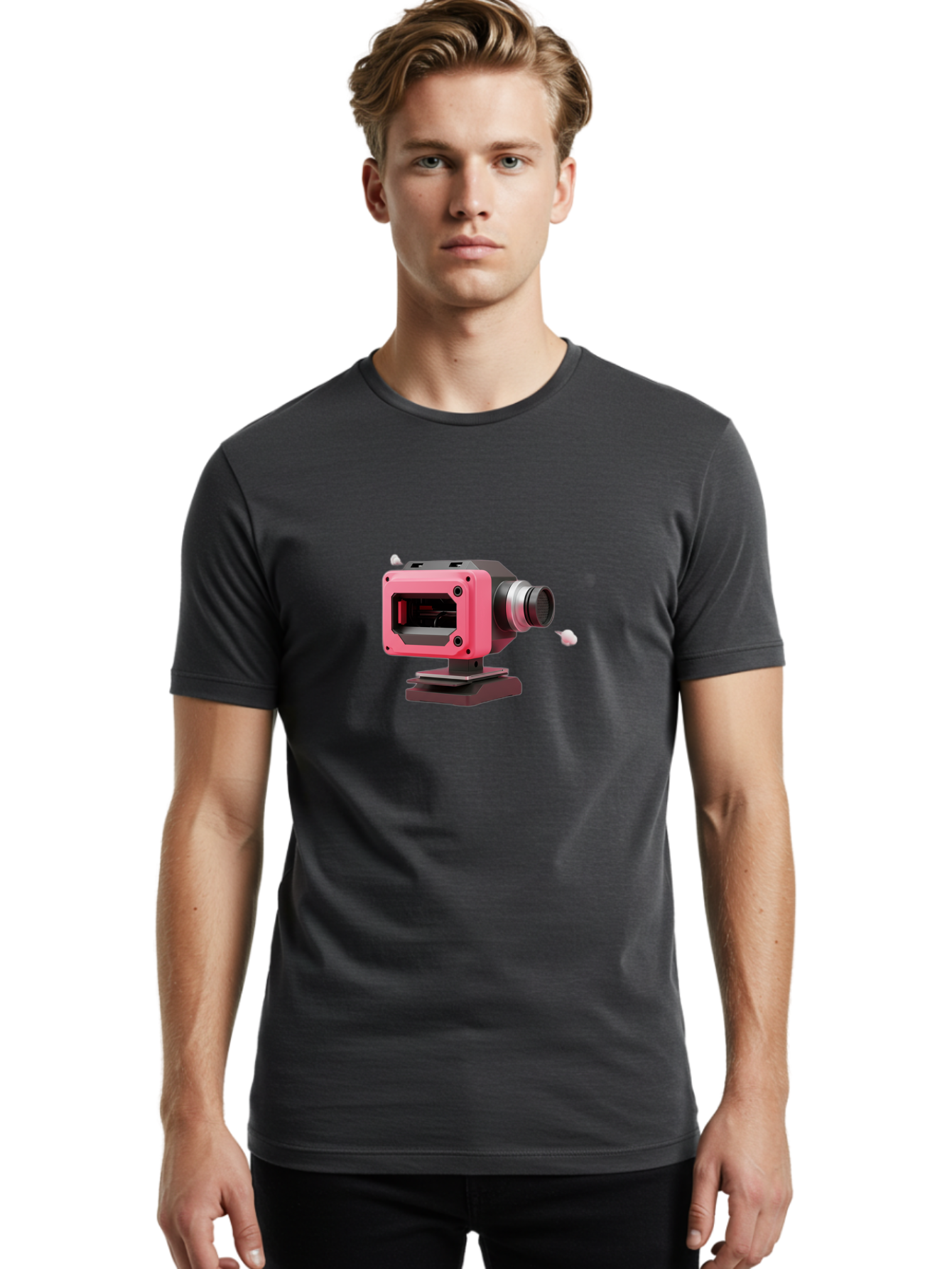 Pink-3D-Camera Men'S Graphic Tee, 100% Cotton, Comfortable Casual Summer Wear, Machine Washable, Pink Camera, Photography Equipment, Camera Lens, Modern Technology, Futuristic Design, Digital Photography, Studio Equipment, 3D Camera Bab141 10