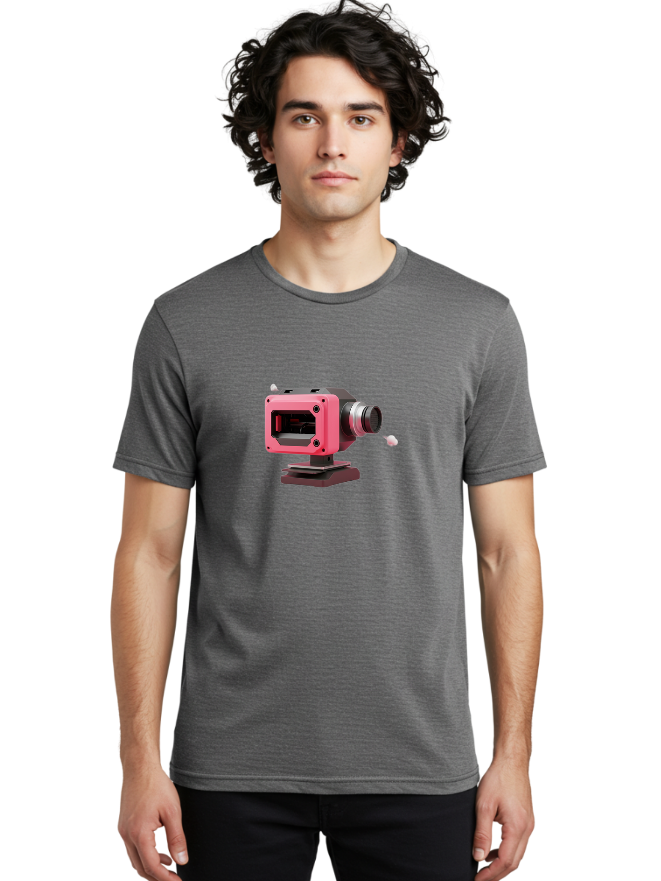 Pink-3D-Camera Men'S Graphic Tee, 100% Cotton, Comfortable Casual Summer Wear, Machine Washable, Pink Camera, Photography Equipment, Camera Lens, Modern Technology, Futuristic Design, Digital Photography, Studio Equipment, 3D Camera Bab141 12