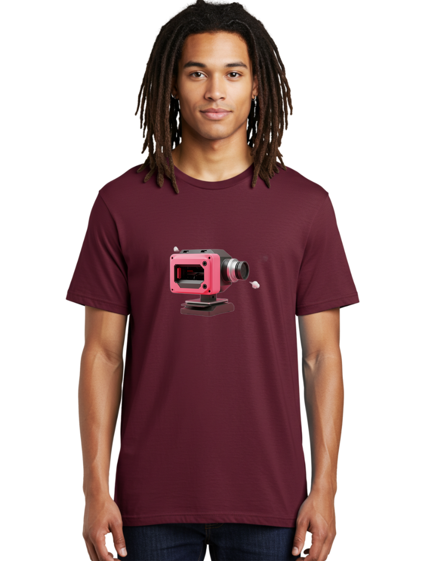 Pink-3D-Camera Men'S Graphic Tee, 100% Cotton, Comfortable Casual Summer Wear, Machine Washable, Pink Camera, Photography Equipment, Camera Lens, Modern Technology, Futuristic Design, Digital Photography, Studio Equipment, 3D Camera Bab141 16