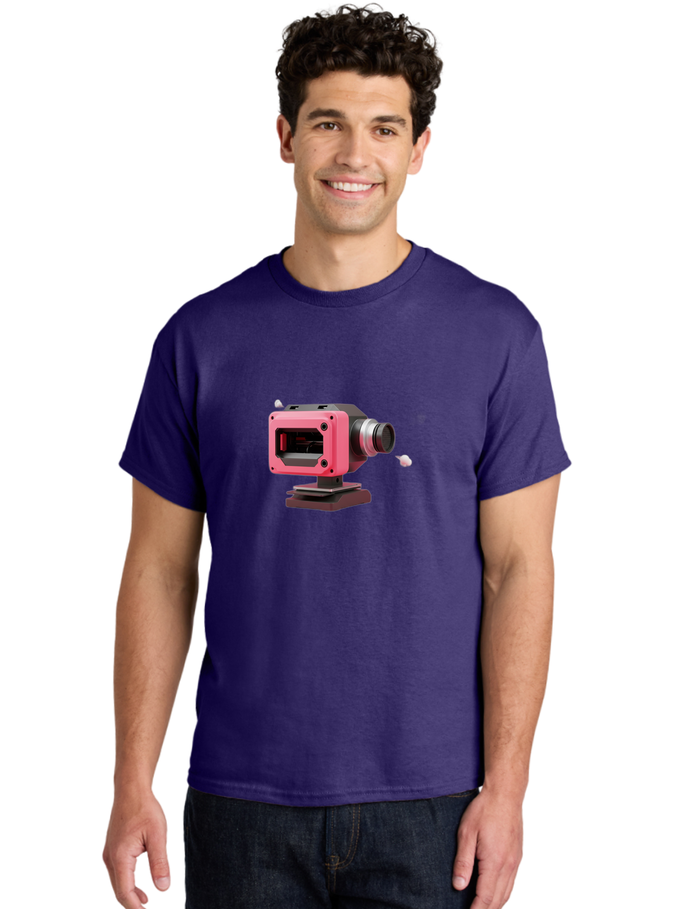 Pink-3D-Camera Men'S Graphic Tee, 100% Cotton, Comfortable Casual Summer Wear, Machine Washable, Pink Camera, Photography Equipment, Camera Lens, Modern Technology, Futuristic Design, Digital Photography, Studio Equipment, 3D Camera Bab141 24