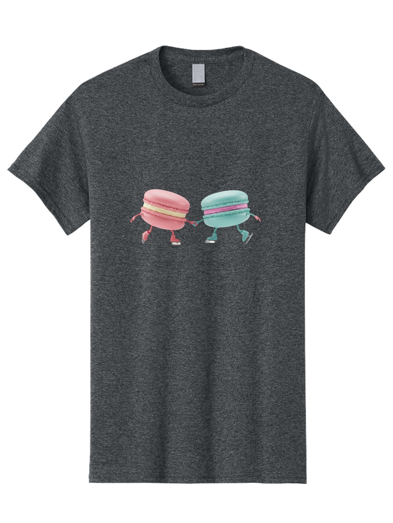 Pink-And-Blue-Macarons Men'S Graphic Tee, 100% Cotton, Comfortable Casual Summer Wear, Machine Washable, Cartoon Macarons, Pastel Colors, Dancing Macarons, Colorful Desserts, Sweet Treats, Whimsical Illustration, French Patisserie, Bab142 7