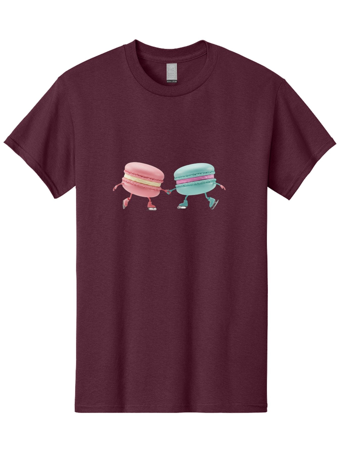 Pink-And-Blue-Macarons Men'S Graphic Tee, 100% Cotton, Comfortable Casual Summer Wear, Machine Washable, Cartoon Macarons, Pastel Colors, Dancing Macarons, Colorful Desserts, Sweet Treats, Whimsical Illustration, French Patisserie, Bab142 11