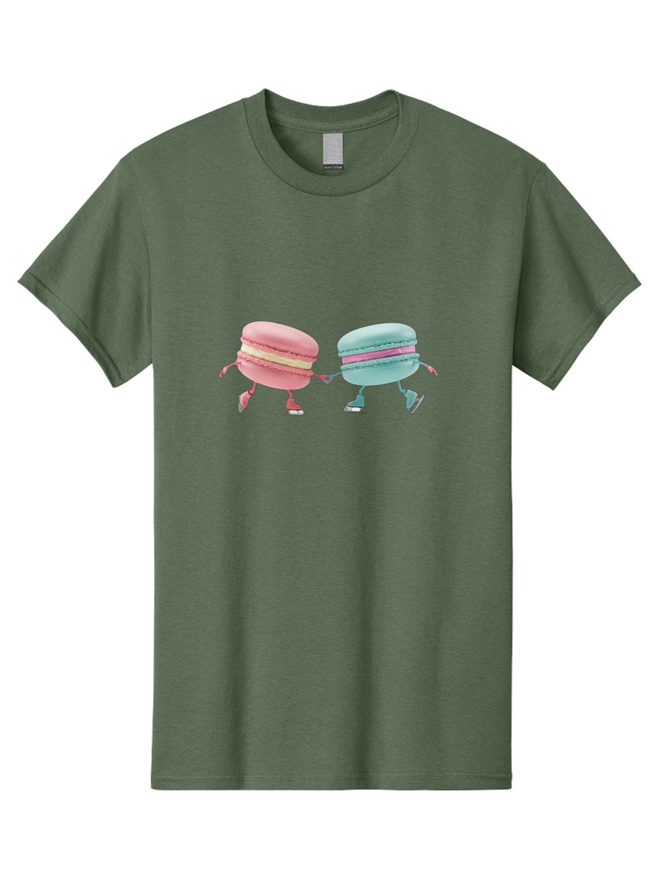 Pink-And-Blue-Macarons Men'S Graphic Tee, 100% Cotton, Comfortable Casual Summer Wear, Machine Washable, Cartoon Macarons, Pastel Colors, Dancing Macarons, Colorful Desserts, Sweet Treats, Whimsical Illustration, French Patisserie, Bab142 6