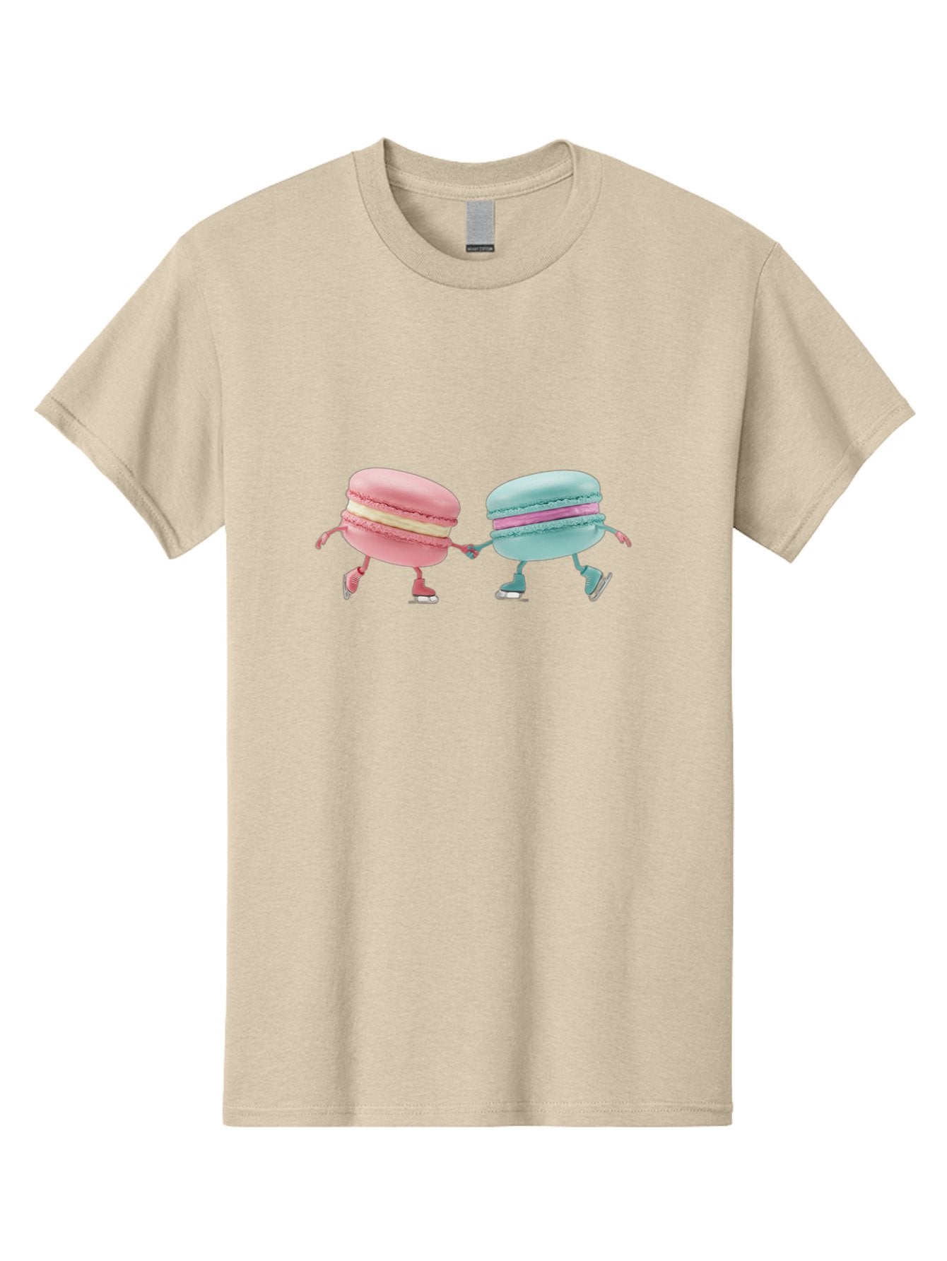Pink-And-Blue-Macarons Men'S Graphic Tee, 100% Cotton, Comfortable Casual Summer Wear, Machine Washable, Cartoon Macarons, Pastel Colors, Dancing Macarons, Colorful Desserts, Sweet Treats, Whimsical Illustration, French Patisserie, Bab142 10