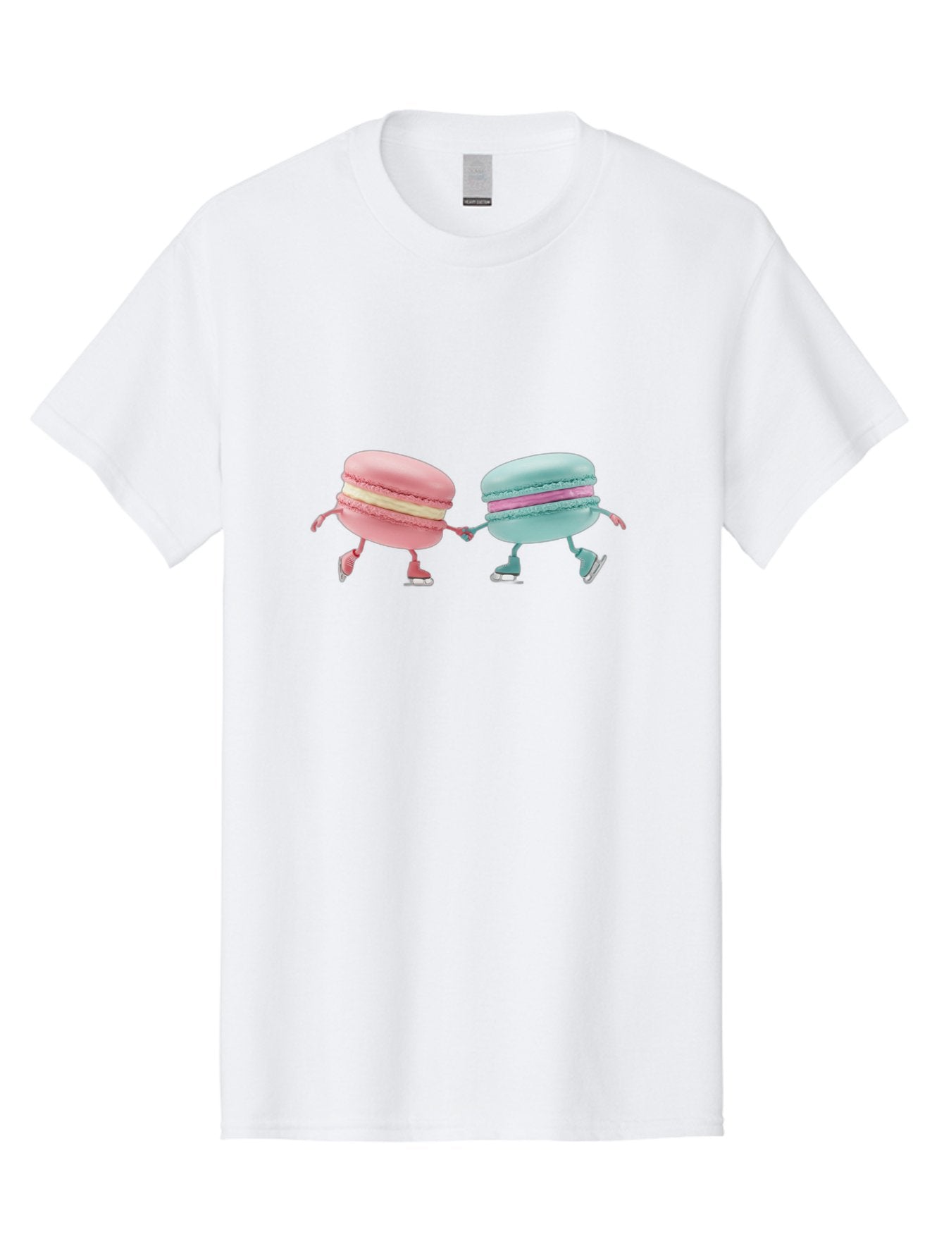 Pink-And-Blue-Macarons Men'S Graphic Tee, 100% Cotton, Comfortable Casual Summer Wear, Machine Washable, Cartoon Macarons, Pastel Colors, Dancing Macarons, Colorful Desserts, Sweet Treats, Whimsical Illustration, French Patisserie, Bab142 12