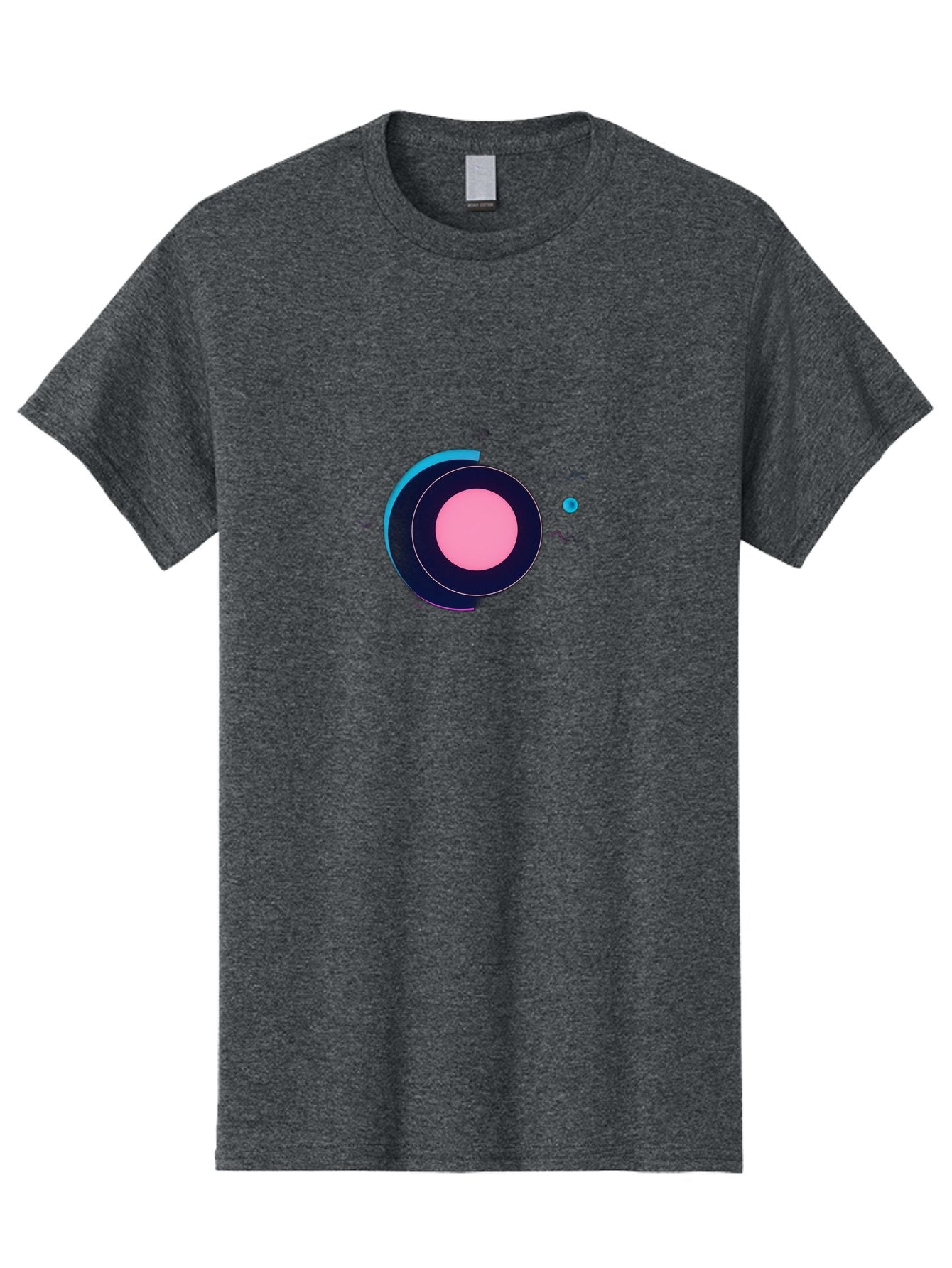 Pink-Circle Men'S Graphic Tee, 100% Cotton, Comfortable Casual Summer Wear, Machine Washable, Abstract Geometric Shapes, Layered Circle Design, Pink Center, Black And Blue Accents, Modern Art, Memphis Style, Minimalist Composition, Bab144 6