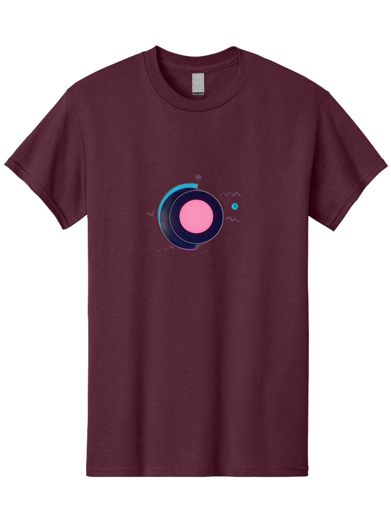 Pink-Circle Men'S Graphic Tee, 100% Cotton, Comfortable Casual Summer Wear, Machine Washable, Abstract Geometric Shapes, Layered Circle Design, Pink Center, Black And Blue Accents, Modern Art, Memphis Style, Minimalist Composition, Bab144 15