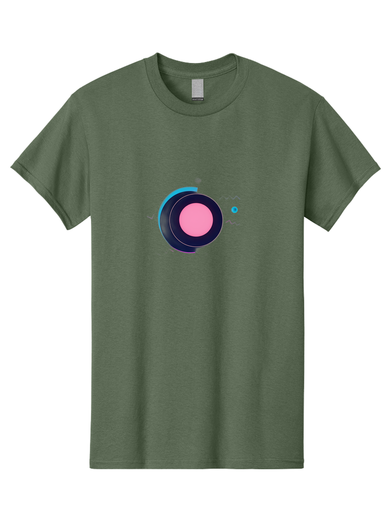 Pink-Circle Men'S Graphic Tee, 100% Cotton, Comfortable Casual Summer Wear, Machine Washable, Abstract Geometric Shapes, Layered Circle Design, Pink Center, Black And Blue Accents, Modern Art, Memphis Style, Minimalist Composition, Bab144 17