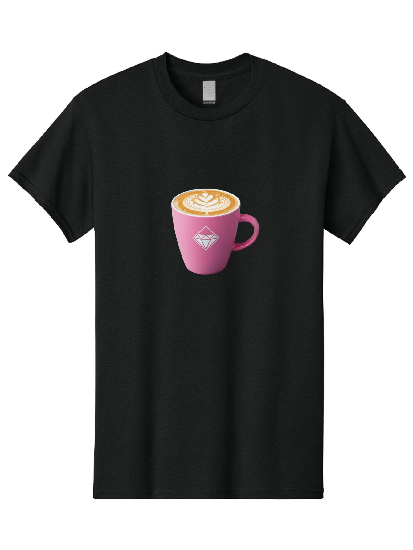 Pink-Coffee-Cup Men'S Graphic Tee, 100% Cotton, Comfortable Casual Summer Wear, Machine Washable, Coffee Cup, Latte Art, Pink Mug, Diamond Logo, Coffee Culture, Morning Coffee, Coffee Break, Hot Beverage Bab145 5