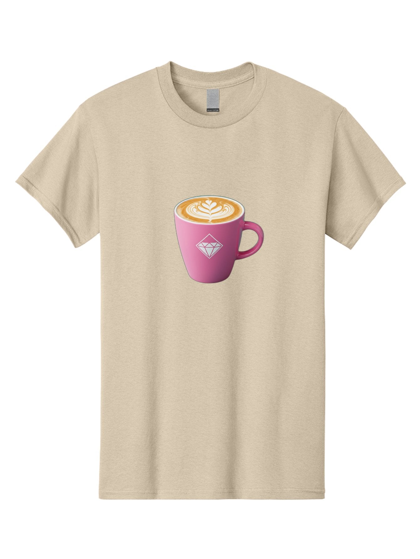Pink-Coffee-Cup Men'S Graphic Tee, 100% Cotton, Comfortable Casual Summer Wear, Machine Washable, Coffee Cup, Latte Art, Pink Mug, Diamond Logo, Coffee Culture, Morning Coffee, Coffee Break, Hot Beverage Bab145 13