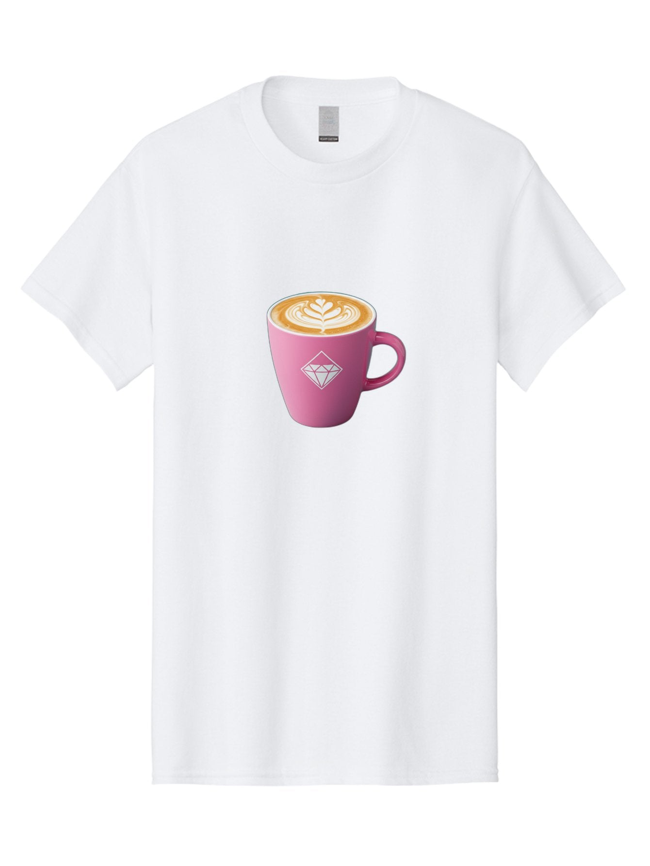 Pink-Coffee-Cup Men'S Graphic Tee, 100% Cotton, Comfortable Casual Summer Wear, Machine Washable, Coffee Cup, Latte Art, Pink Mug, Diamond Logo, Coffee Culture, Morning Coffee, Coffee Break, Hot Beverage Bab145 8