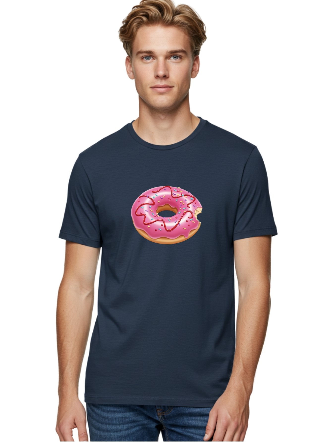 Pink-Donut-1 Men'S Graphic Tee, 100% Cotton, Comfortable Casual Summer Wear, Machine Washable, Pink Frosted Donut, Donut With Sprinkles, Chocolate Drizzle, Sweet Treats, Baked Goods, Colorful Dessert, Tasty Pastry, Indulgent Snack, Bab147 28