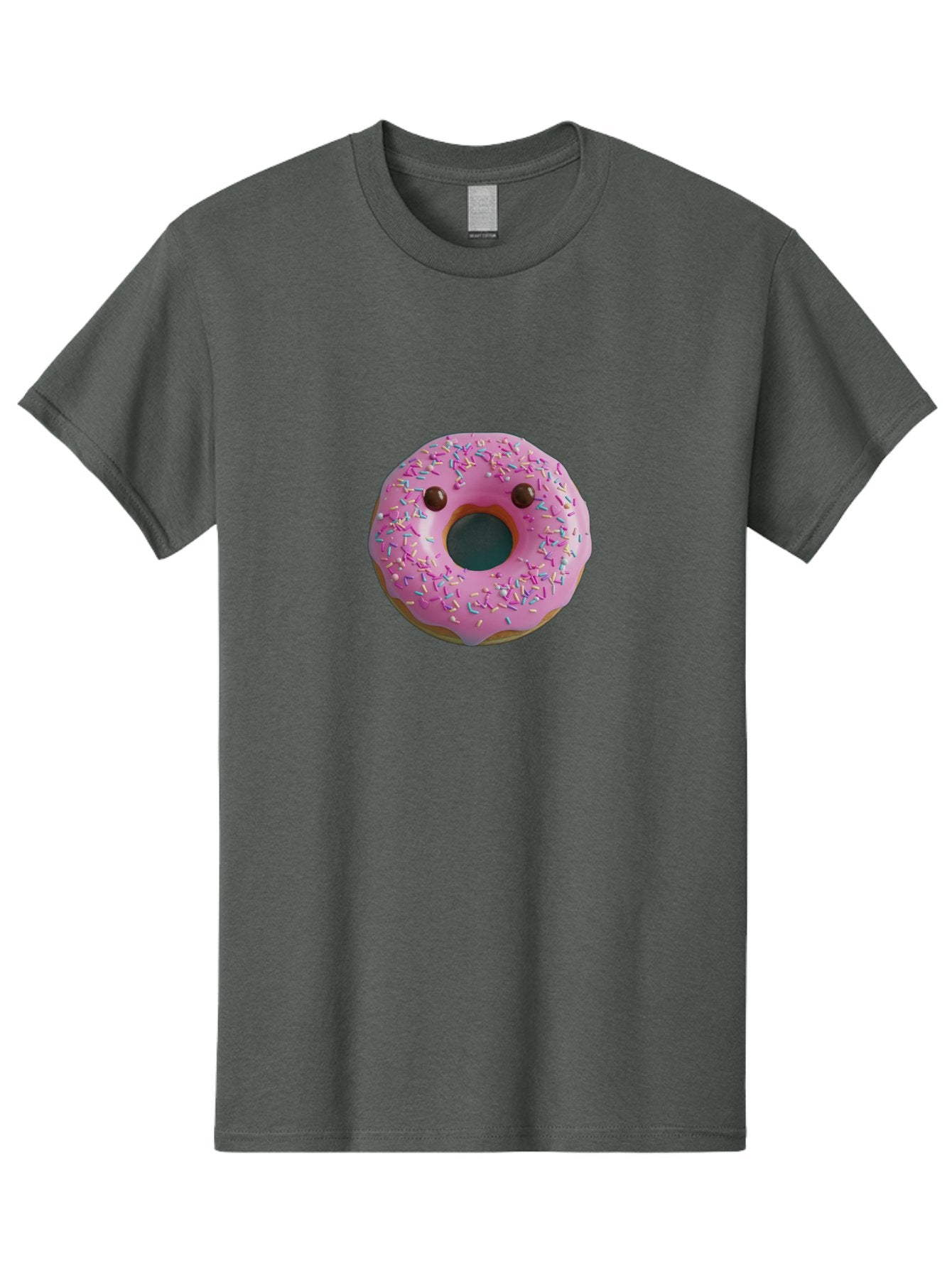 Pink-Donut-10 Men'S Graphic Tee, 100% Cotton, Comfortable Casual Summer Wear, Machine Washable, Pink Frosted Donut, Donut With Sprinkles, Chocolate Chip Eyes, Cute Donut, Sweet Treat, Colorful Dessert, Tasty Pastry, Donut Art, Fun Food, Bab148 3
