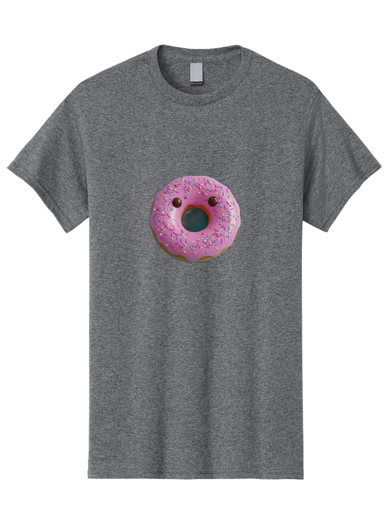Pink-Donut-10 Men'S Graphic Tee, 100% Cotton, Comfortable Casual Summer Wear, Machine Washable, Pink Frosted Donut, Donut With Sprinkles, Chocolate Chip Eyes, Cute Donut, Sweet Treat, Colorful Dessert, Tasty Pastry, Donut Art, Fun Food, Bab148