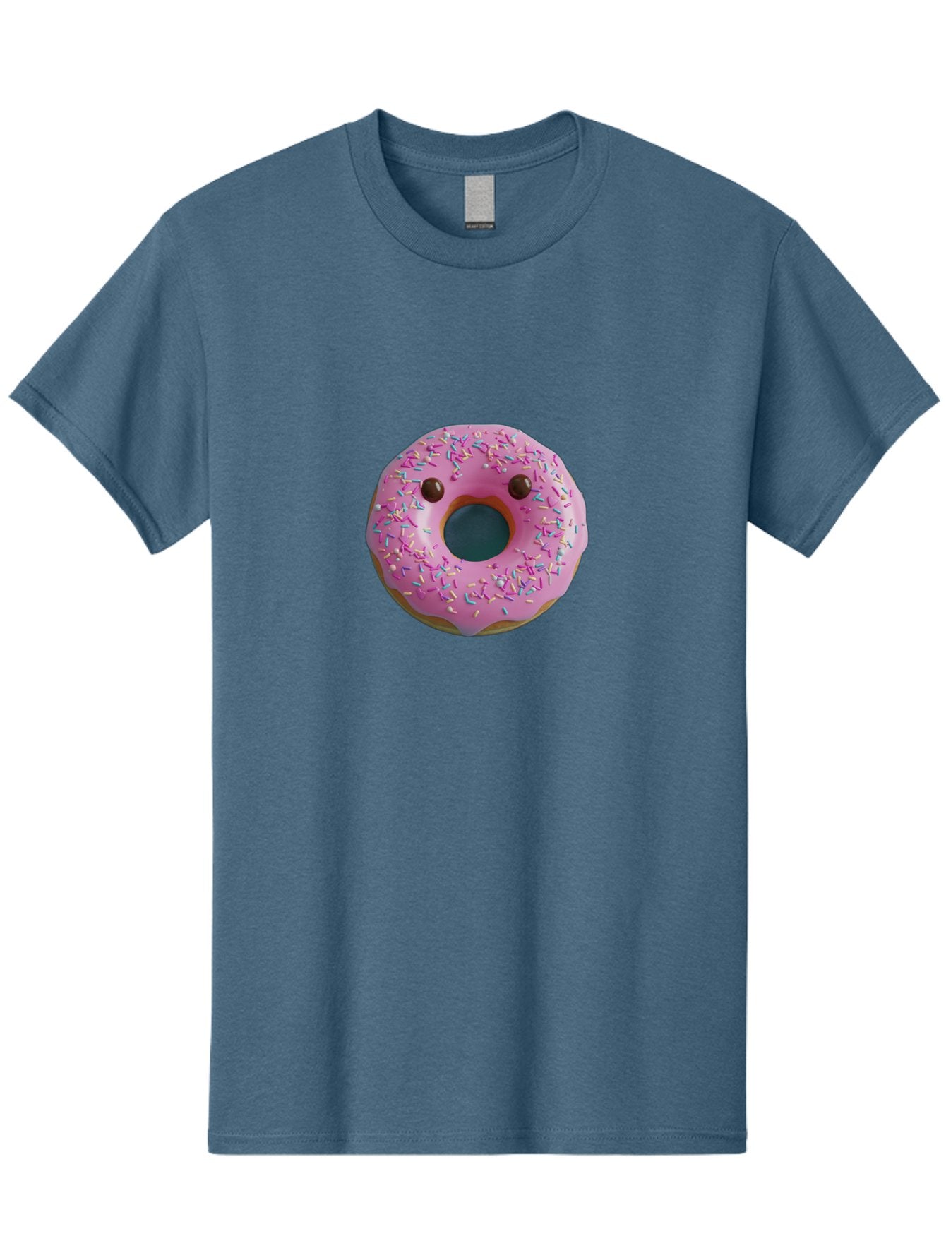 Pink-Donut-10 Men'S Graphic Tee, 100% Cotton, Comfortable Casual Summer Wear, Machine Washable, Pink Frosted Donut, Donut With Sprinkles, Chocolate Chip Eyes, Cute Donut, Sweet Treat, Colorful Dessert, Tasty Pastry, Donut Art, Fun Food, Bab148 4