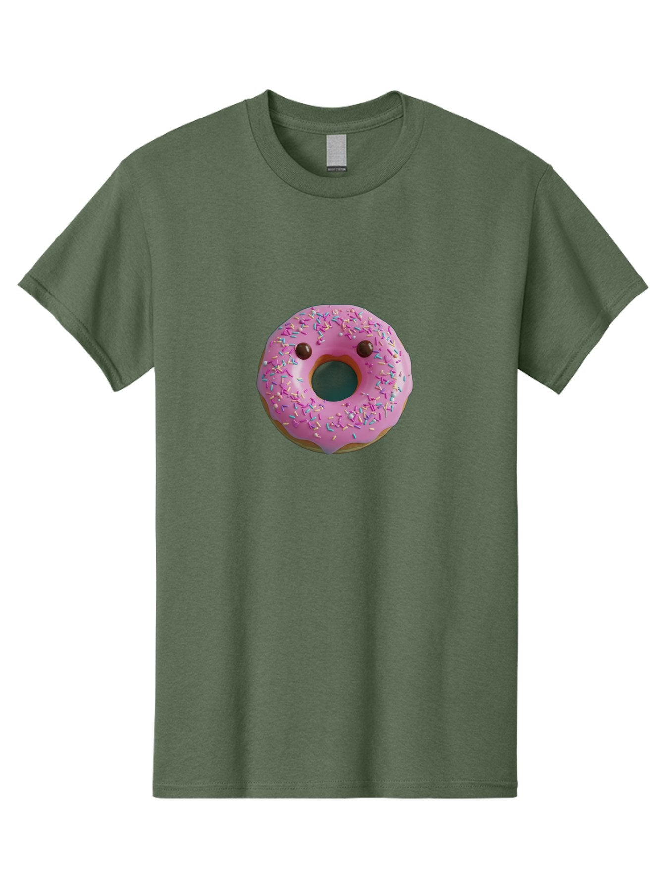 Pink-Donut-10 Men'S Graphic Tee, 100% Cotton, Comfortable Casual Summer Wear, Machine Washable, Pink Frosted Donut, Donut With Sprinkles, Chocolate Chip Eyes, Cute Donut, Sweet Treat, Colorful Dessert, Tasty Pastry, Donut Art, Fun Food, Bab148