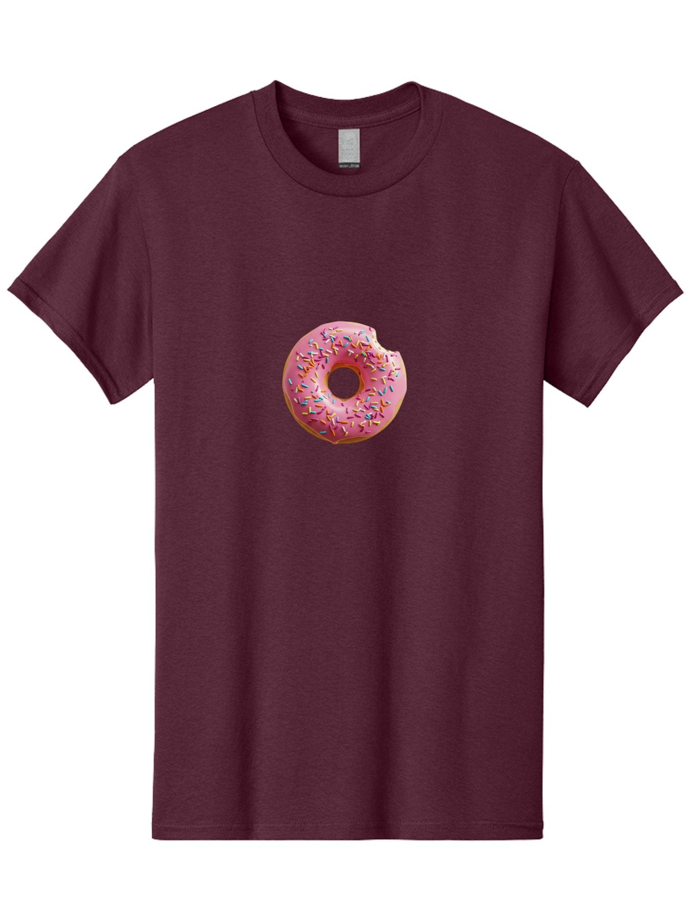 Pink-Donut-2 Men'S Graphic Tee, 100% Cotton, Comfortable Casual Summer Wear, Machine Washable, Pink Frosted Donut, Donut With Sprinkles, Sweet Treats, Colorful Dessert, Bitten Donut, Sprinkles, Tasty Pastry, Sweet Indulgence, Dessert Delight Bab149 8