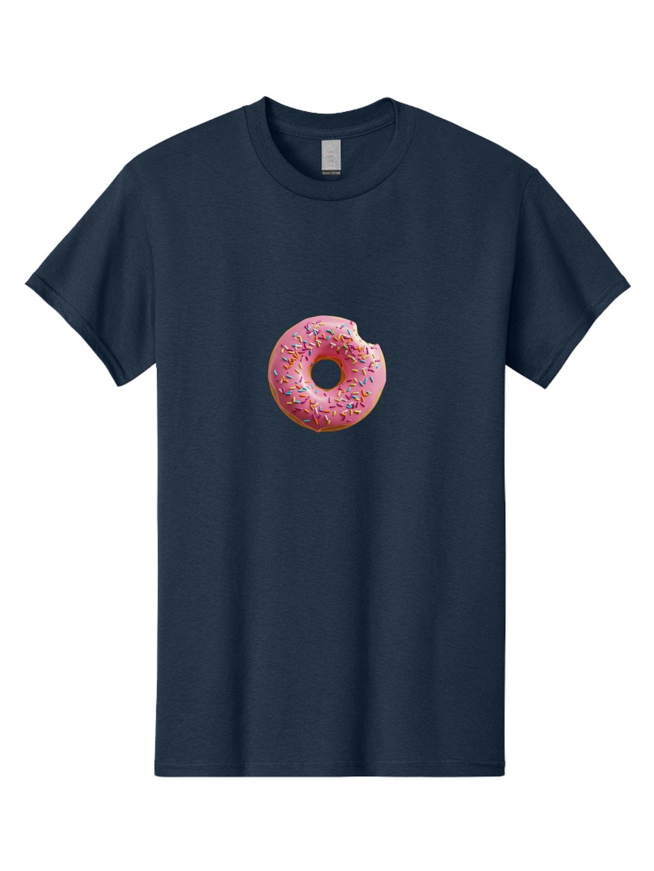 Pink-Donut-2 Men'S Graphic Tee, 100% Cotton, Comfortable Casual Summer Wear, Machine Washable, Pink Frosted Donut, Donut With Sprinkles, Sweet Treats, Colorful Dessert, Bitten Donut, Sprinkles, Tasty Pastry, Sweet Indulgence, Dessert Delight Bab149 9