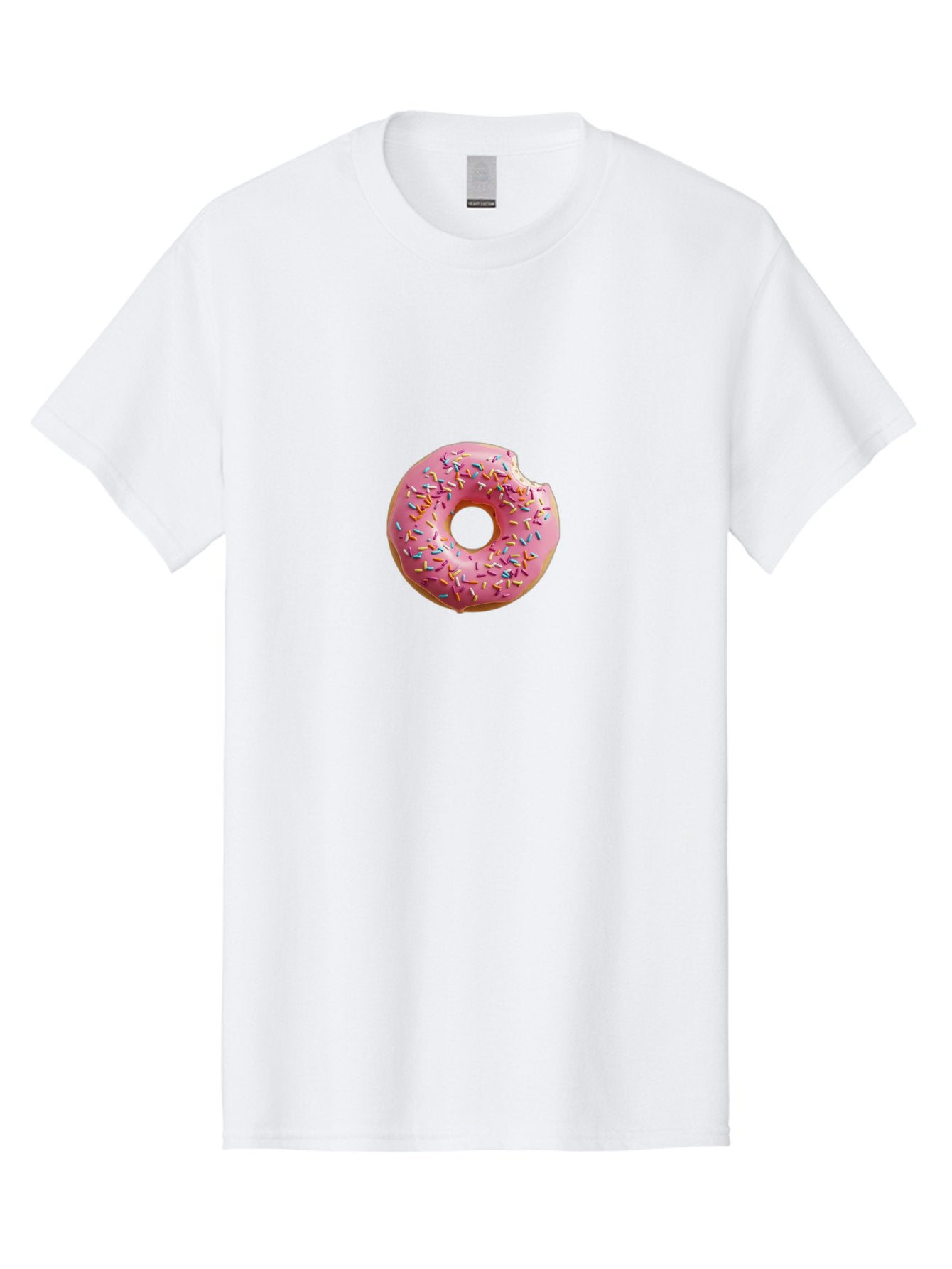 Pink-Donut-2 Men'S Graphic Tee, 100% Cotton, Comfortable Casual Summer Wear, Machine Washable, Pink Frosted Donut, Donut With Sprinkles, Sweet Treats, Colorful Dessert, Bitten Donut, Sprinkles, Tasty Pastry, Sweet Indulgence, Dessert Delight Bab149
