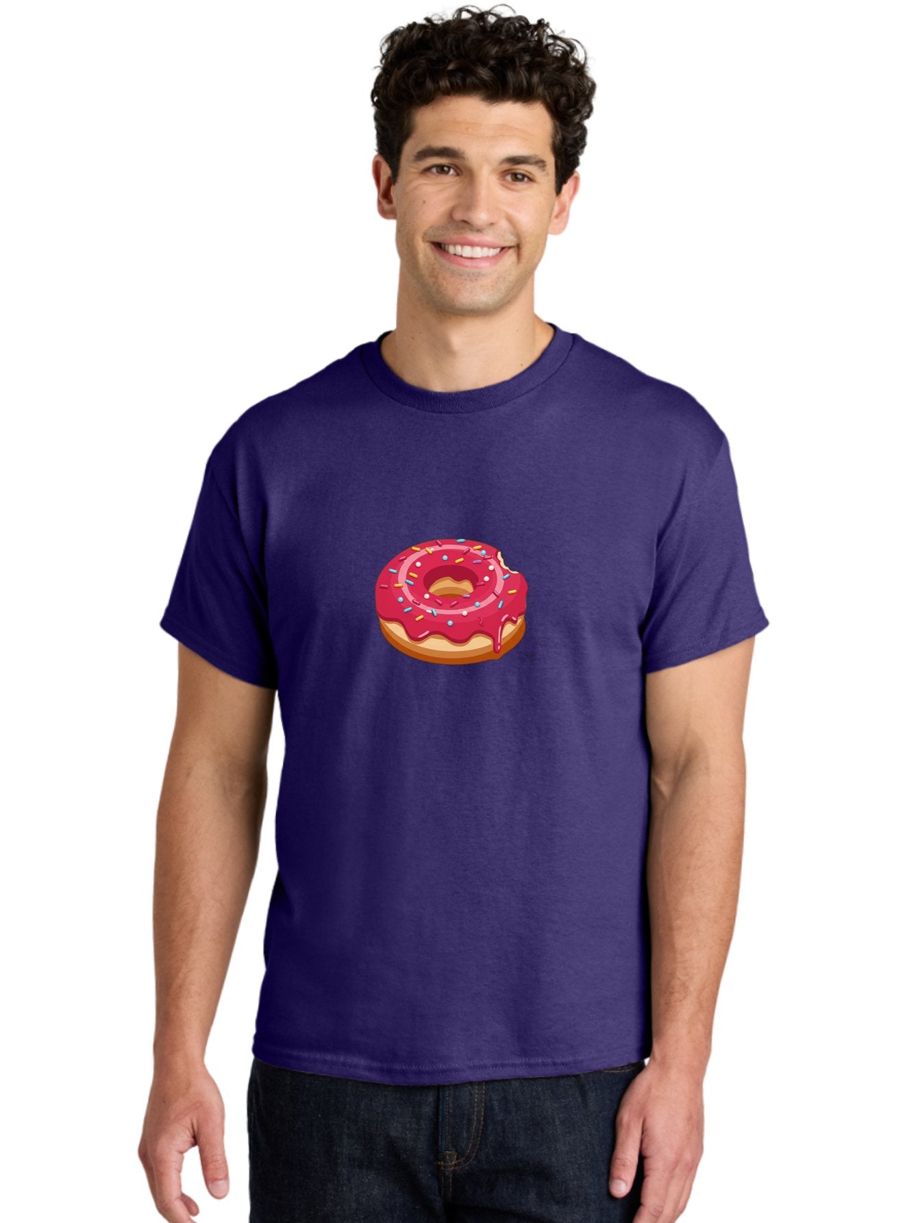 Pink-Donut-3 Men'S Graphic Tee, 100% Cotton, Comfortable Casual Summer Wear, Machine Washable, Donut With Pink Glaze, Sprinkles On Top, Colorful Treat, Sweet Dessert, Tasty Pastry, Vibrant Colors, Sweet Tooth, Donut Delight, Pink Frosting Bab150 21