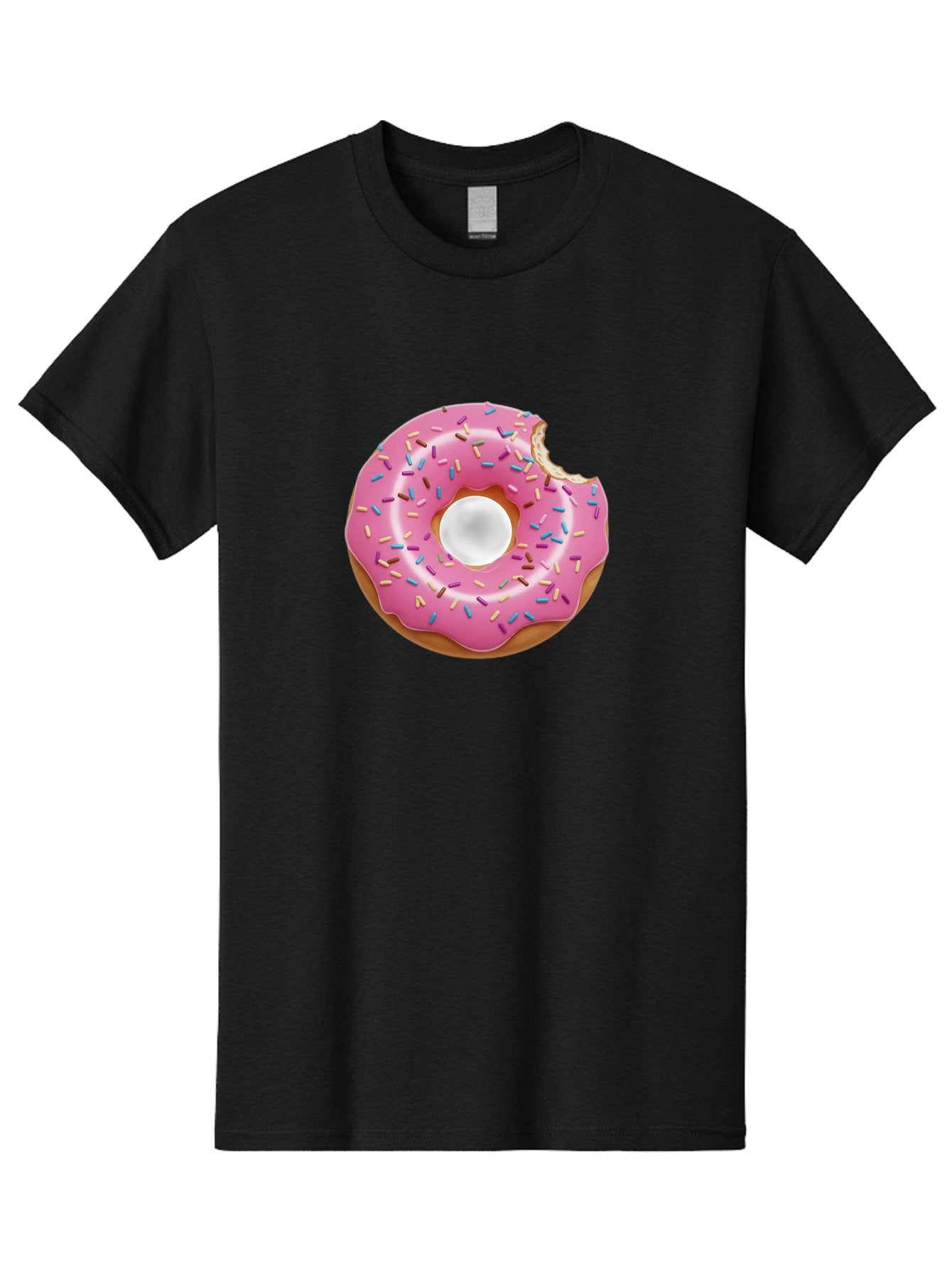 Pink-Donut-4 Men'S Graphic Tee, 100% Cotton, Comfortable Casual Summer Wear, Machine Washable, Pink Donut With Sprinkles, Bitten Donut, Sweet Treats, Colorful Dessert, Tasty Pastry, Glazed Donut, Sprinkles Galore, Donut Delight, Baked Goods Bab151