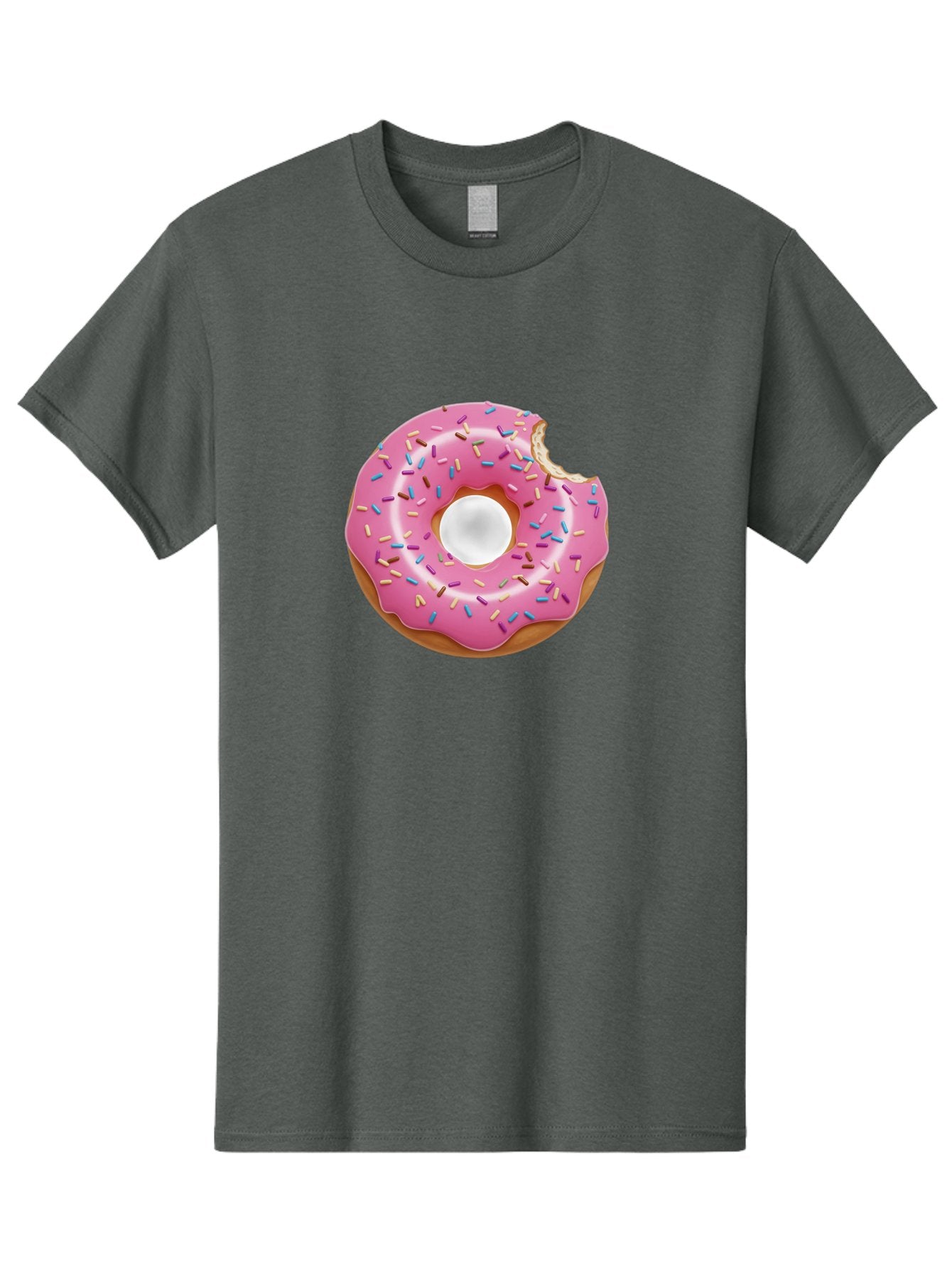 Pink-Donut-4 Men'S Graphic Tee, 100% Cotton, Comfortable Casual Summer Wear, Machine Washable, Pink Donut With Sprinkles, Bitten Donut, Sweet Treats, Colorful Dessert, Tasty Pastry, Glazed Donut, Sprinkles Galore, Donut Delight, Baked Goods Bab151 5