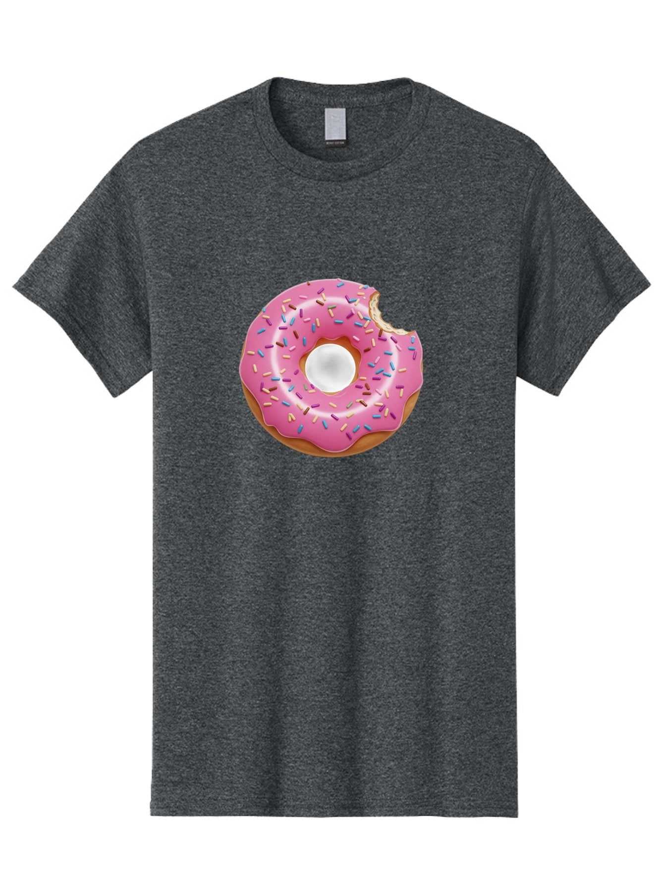 Pink-Donut-4 Men'S Graphic Tee, 100% Cotton, Comfortable Casual Summer Wear, Machine Washable, Pink Donut With Sprinkles, Bitten Donut, Sweet Treats, Colorful Dessert, Tasty Pastry, Glazed Donut, Sprinkles Galore, Donut Delight, Baked Goods Bab151 4