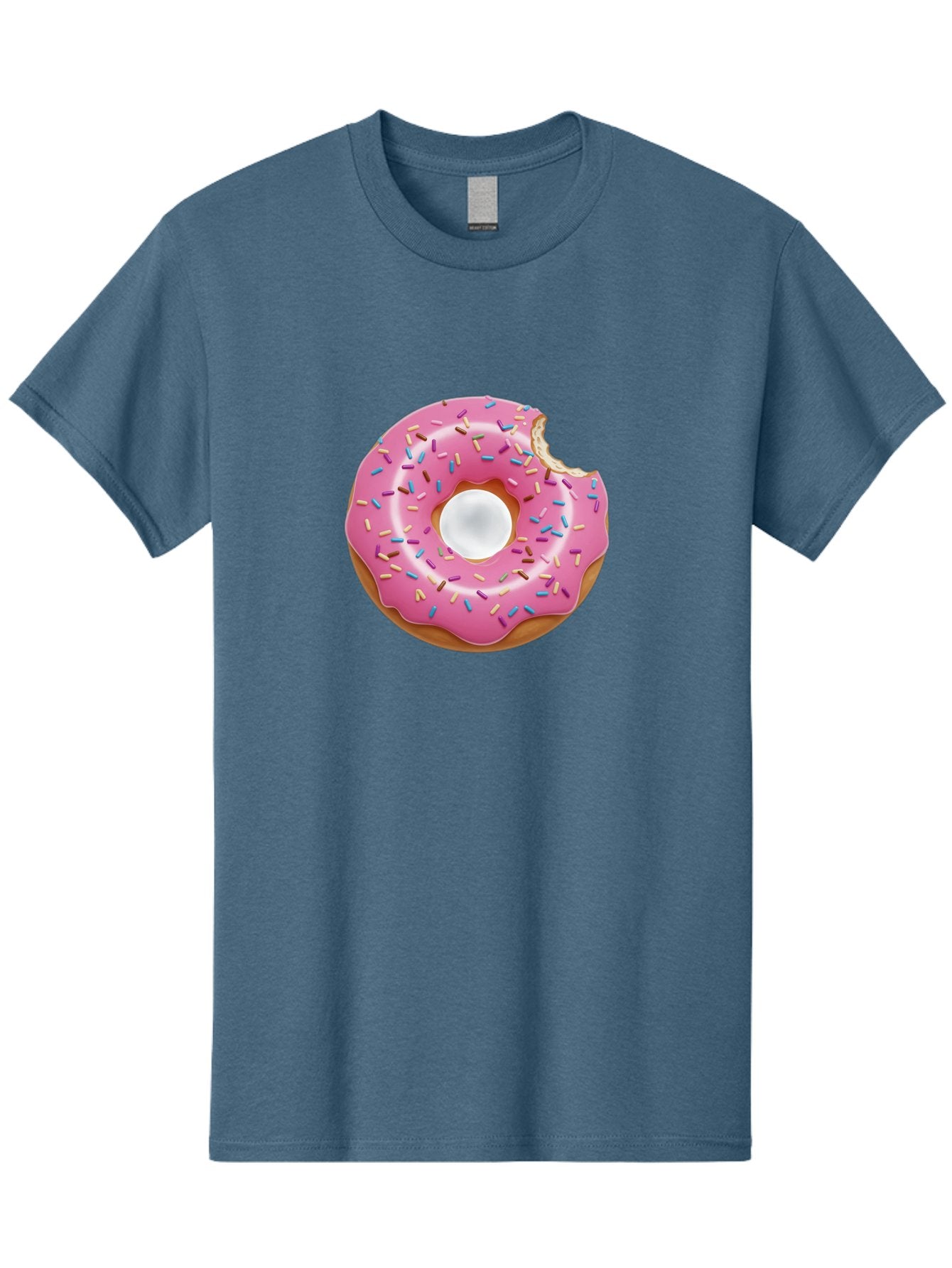 Pink-Donut-4 Men'S Graphic Tee, 100% Cotton, Comfortable Casual Summer Wear, Machine Washable, Pink Donut With Sprinkles, Bitten Donut, Sweet Treats, Colorful Dessert, Tasty Pastry, Glazed Donut, Sprinkles Galore, Donut Delight, Baked Goods Bab151 14