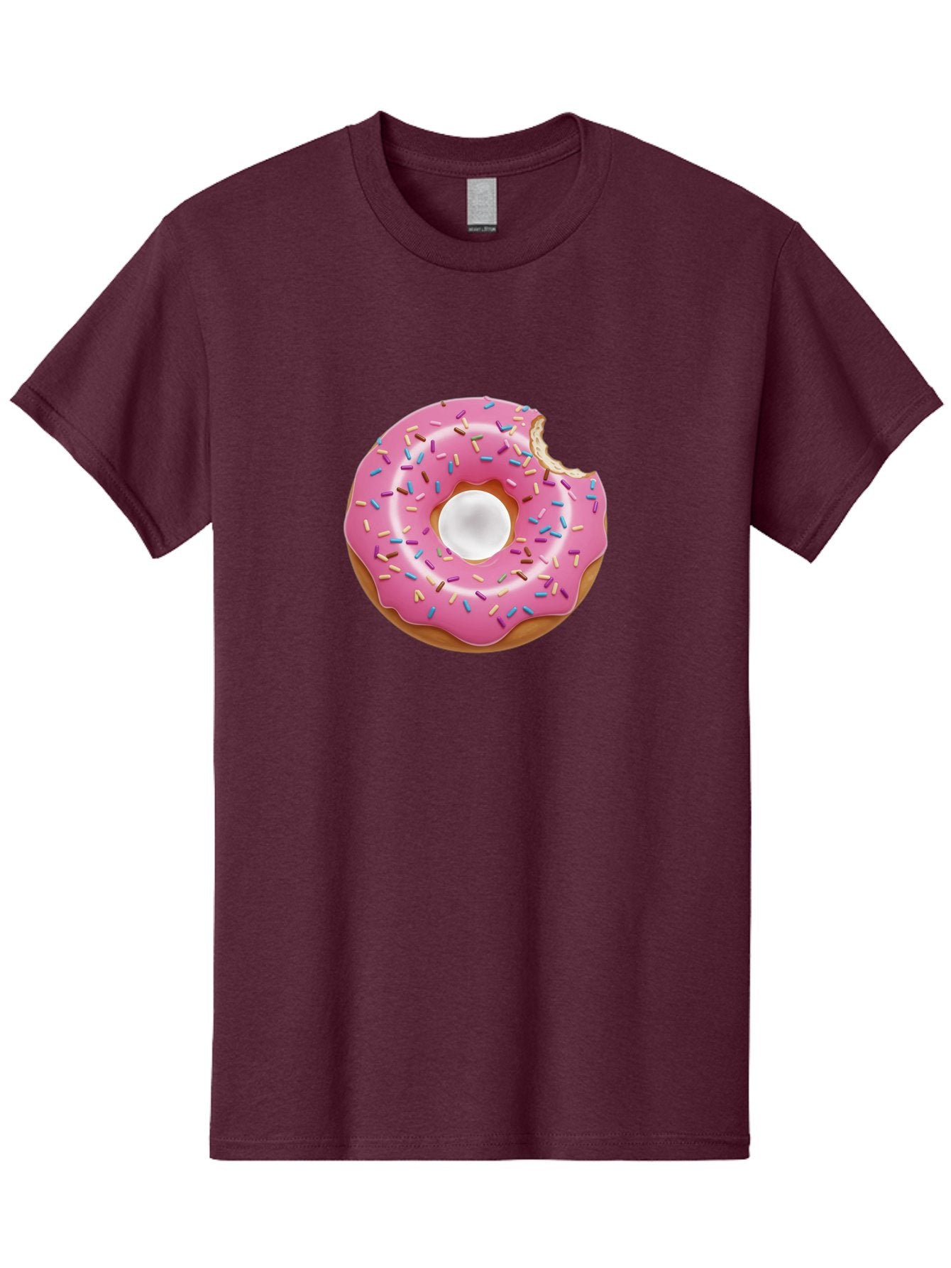 Pink-Donut-4 Men'S Graphic Tee, 100% Cotton, Comfortable Casual Summer Wear, Machine Washable, Pink Donut With Sprinkles, Bitten Donut, Sweet Treats, Colorful Dessert, Tasty Pastry, Glazed Donut, Sprinkles Galore, Donut Delight, Baked Goods Bab151 8
